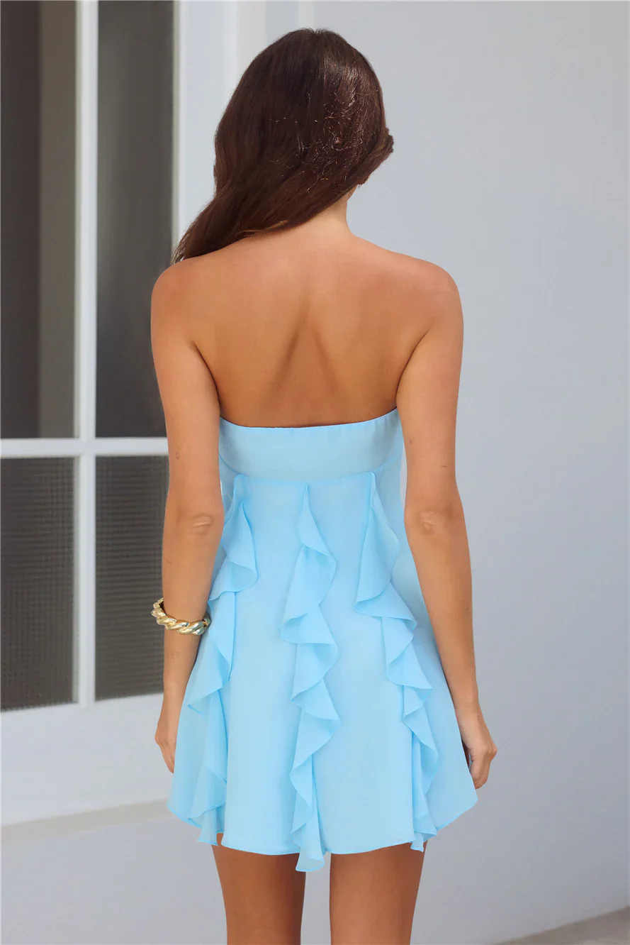 Imagine It Strapless Mini Dress Blue - luluinthesky