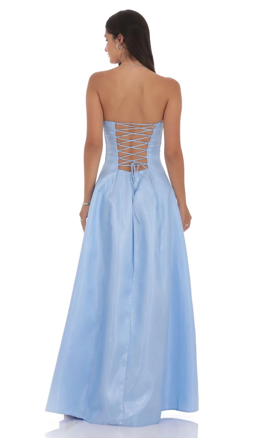 Sheen Empire Waist Maxi Dress in Blue - luluinthesky