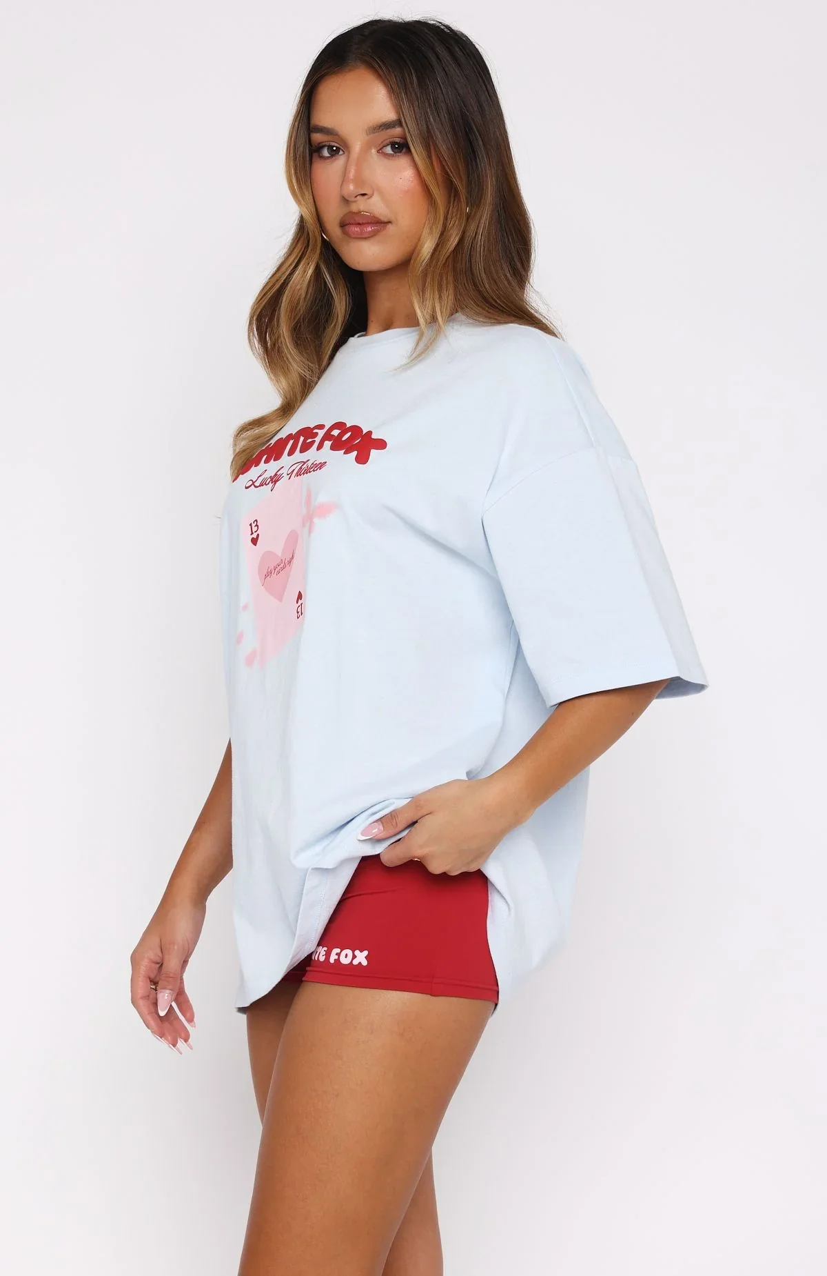 Lucky Thirteen Kalena Oversized Tee Blue - luluinthesky