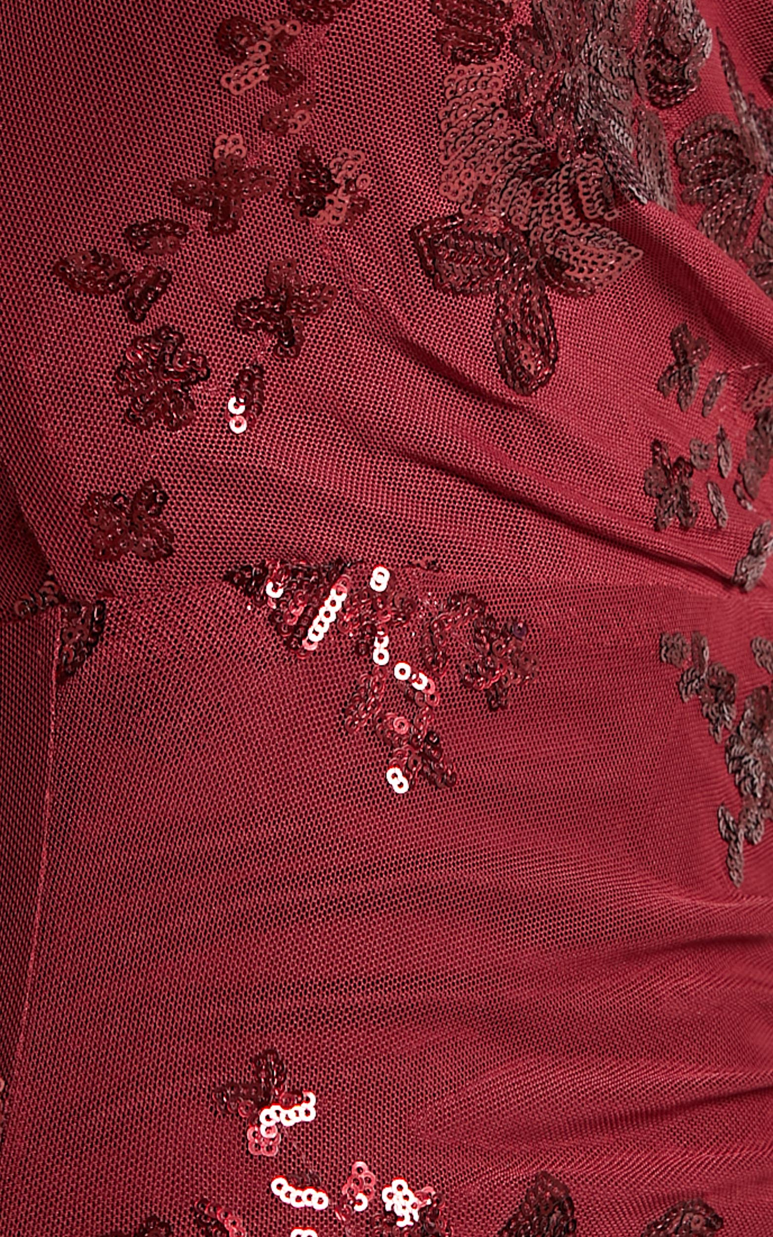 Out Till Dawn Maxi Dress Thigh Split Dress in Wine Sequin - luluinthesky