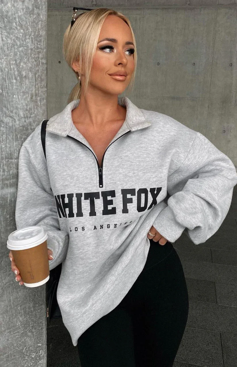 High Standard Zip Front Sweater Grey Marle - luluinthesky