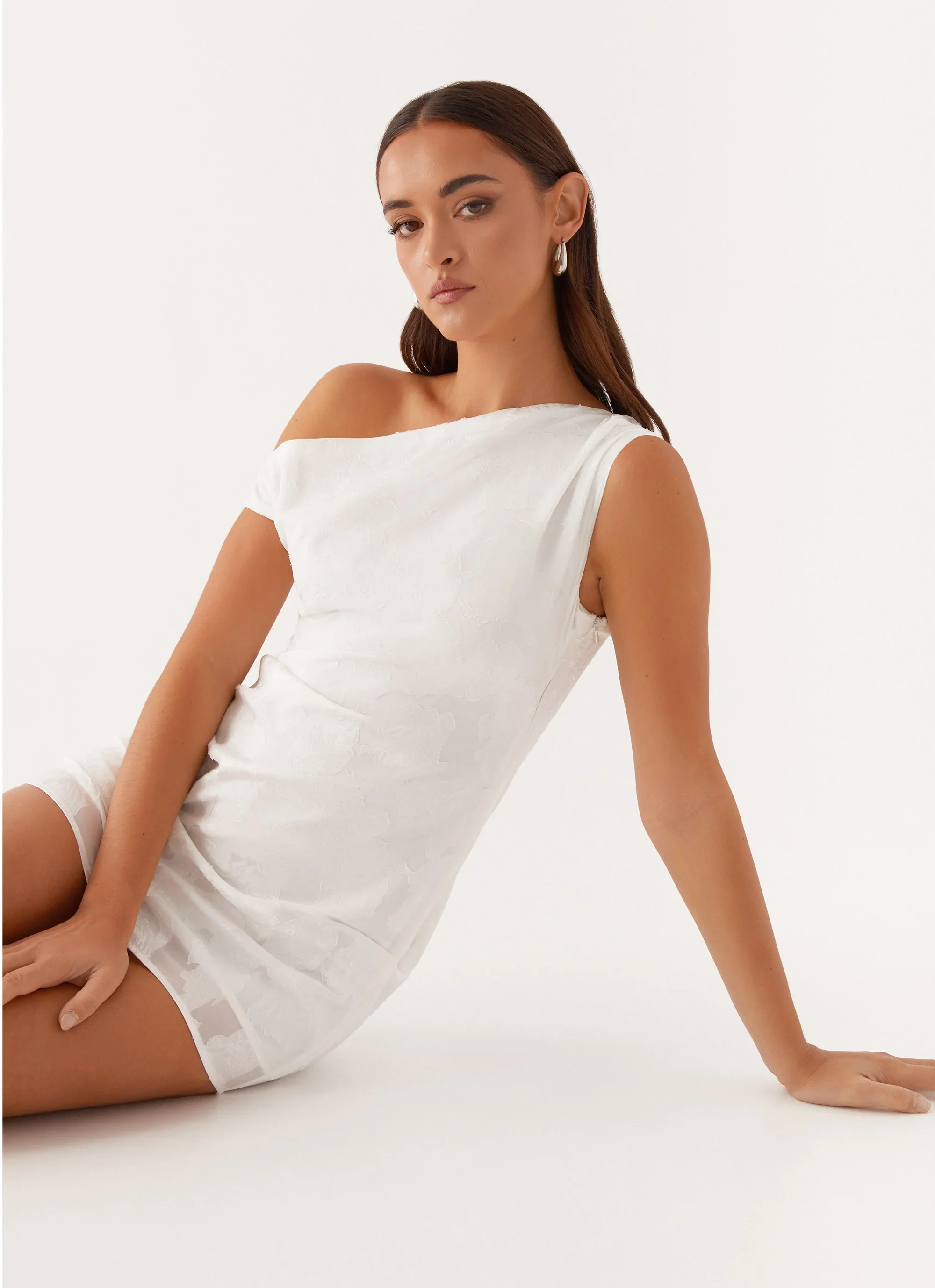 Channing One Shoulder Mini Dress - White - luluinthesky