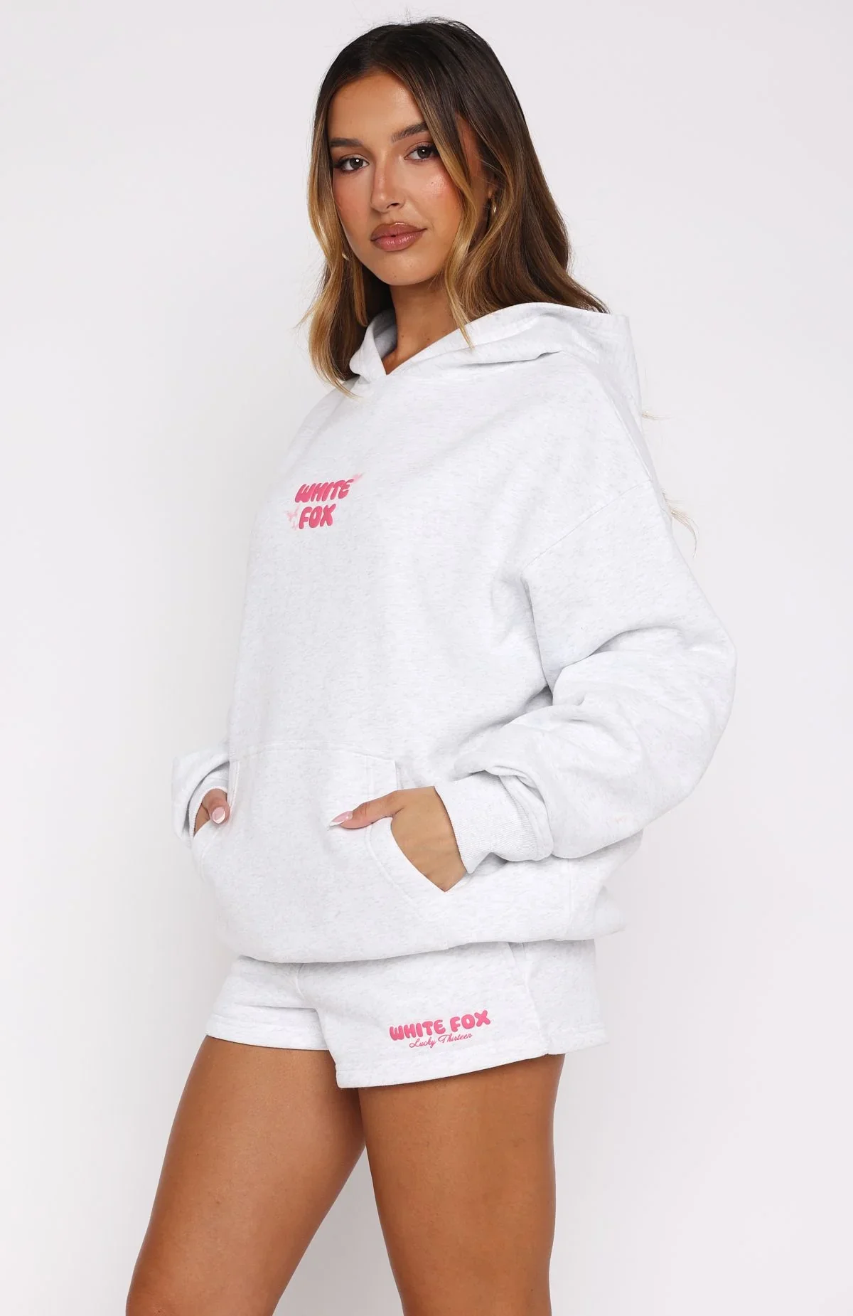 Lucky Thirteen Stephanie Oversized Hoodie Grey Marle - luluinthesky