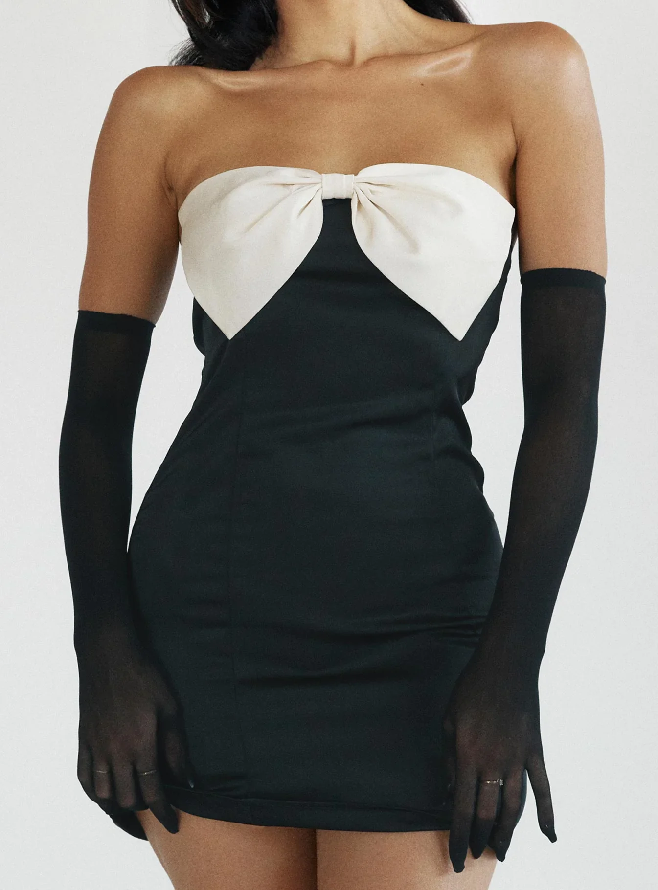 Kesy Bow Tie Mini Dress Black - luluinthesky