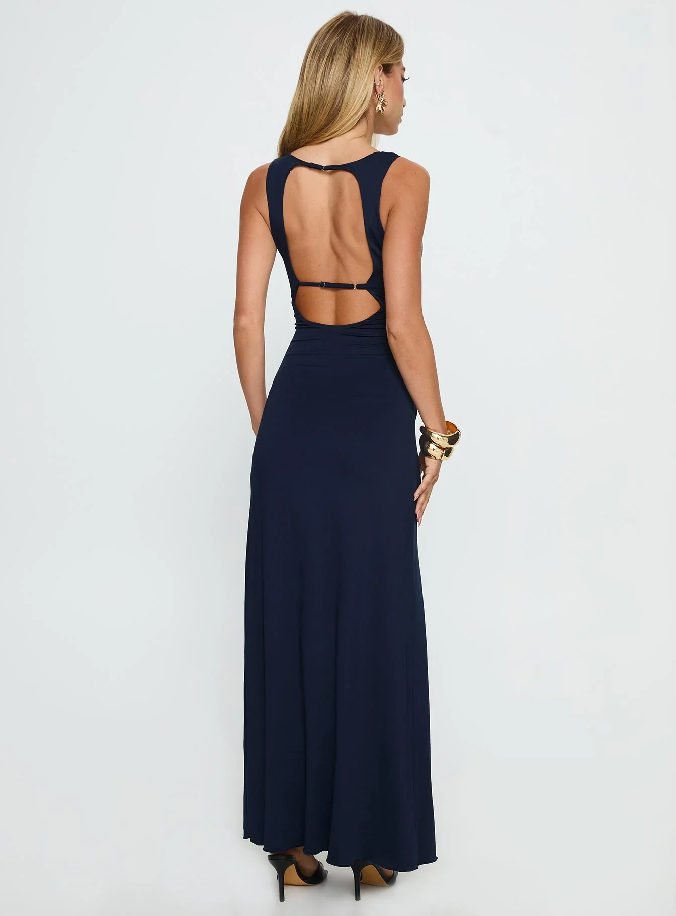 Frederica Plunge Maxi Dress Navy - luluinthesky