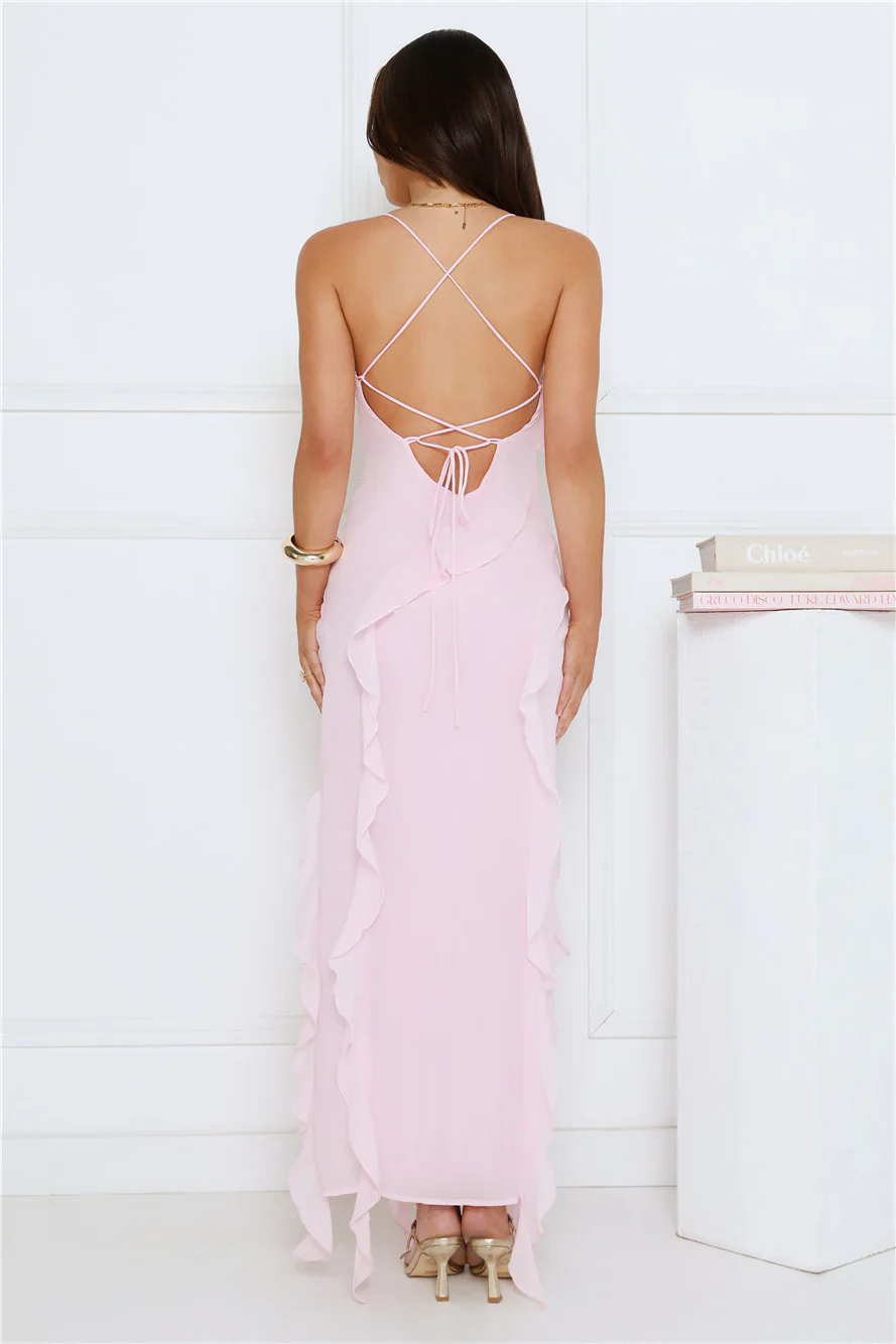 Station Of Luxe Midi Dress Pink - luluinthesky