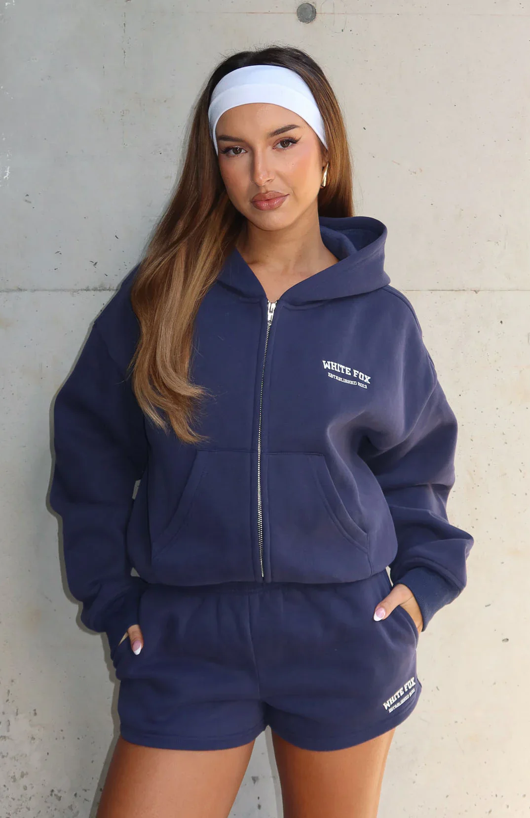 Can't Miss It Boxy Zip Front Hoodie Navy - luluinthesky