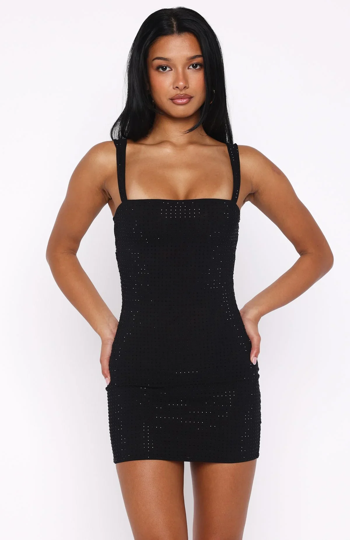 Pump The Volume Embellished Mini Dress Black - luluinthesky