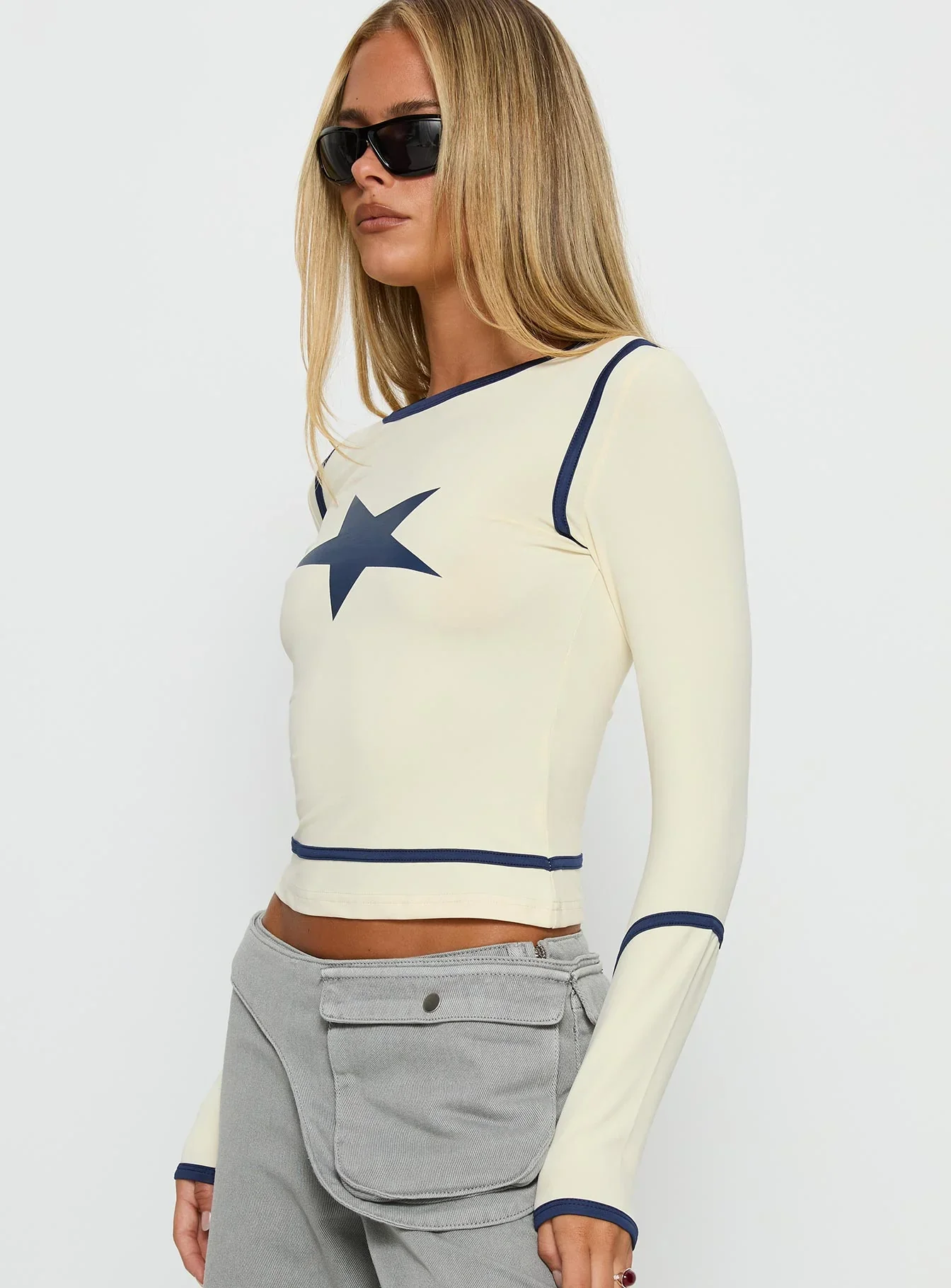 Starshot Long Sleeve Graphic Top Cream - luluinthesky