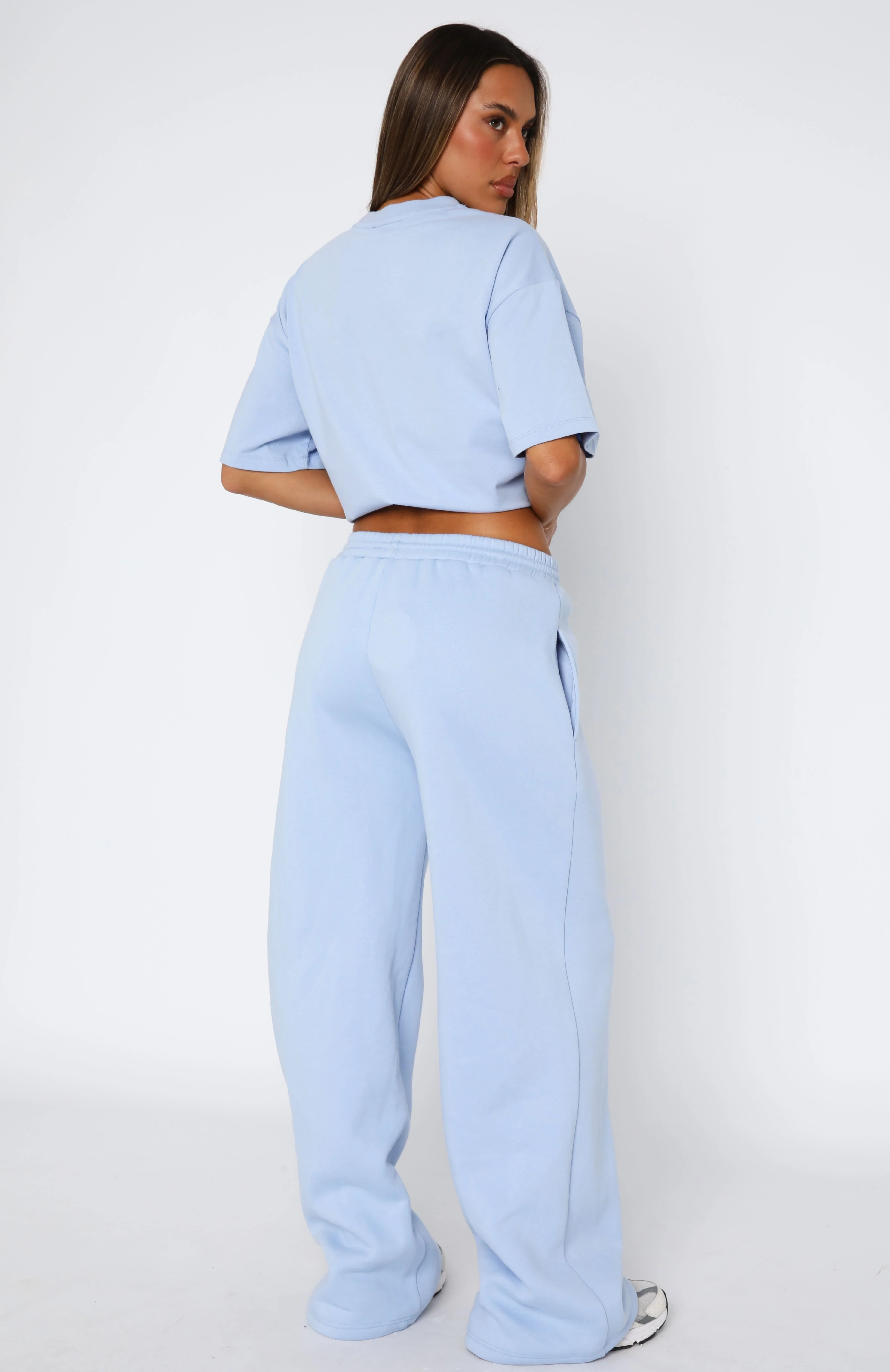 From The Archives Allora Wide Leg Sweatpants Blue - luluinthesky