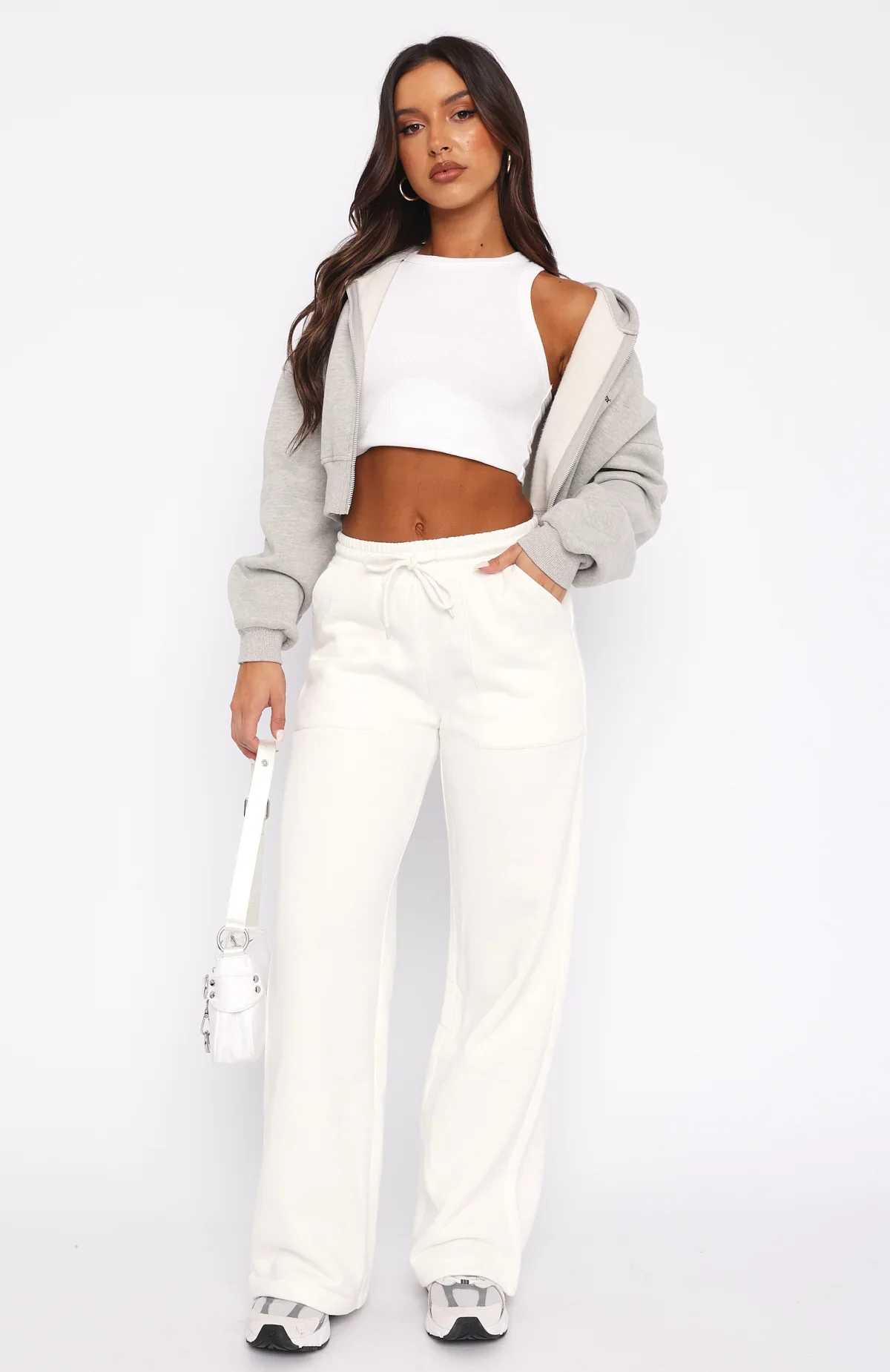 You'd Love It Here Wide Leg Sweatpants White - luluinthesky