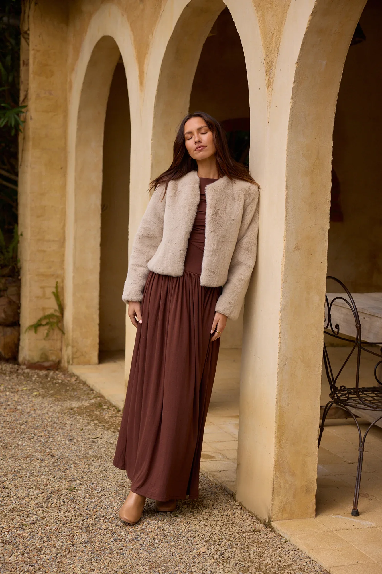 Nalla Maxi Dress Brown - luluinthesky