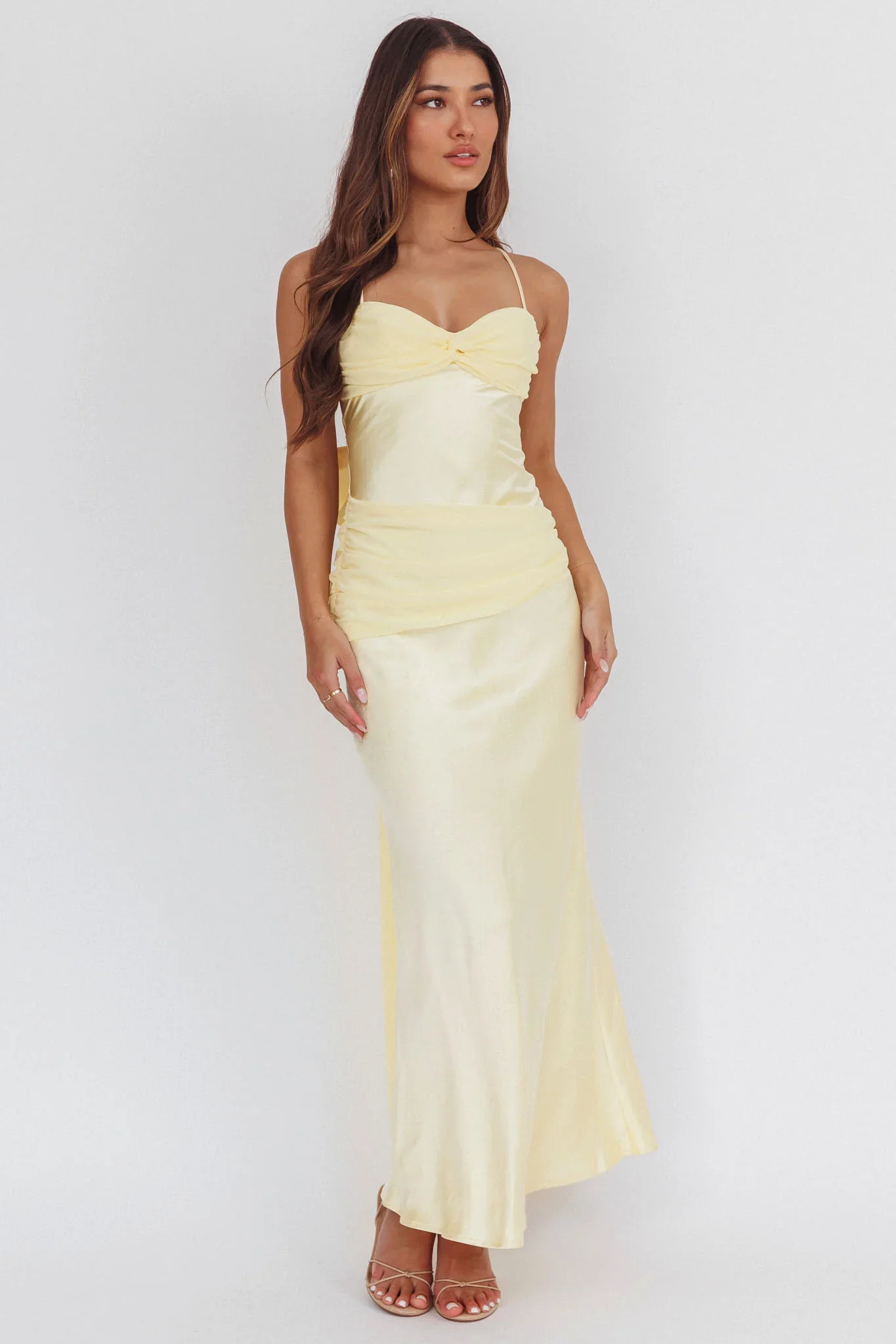 Arizona Sunset Criss-Cross Bow Back Dress Yellow - luluinthesky