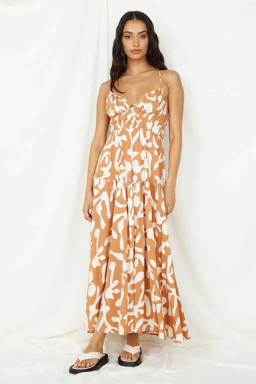 Lover Of Love Maxi Dress Brown - luluinthesky