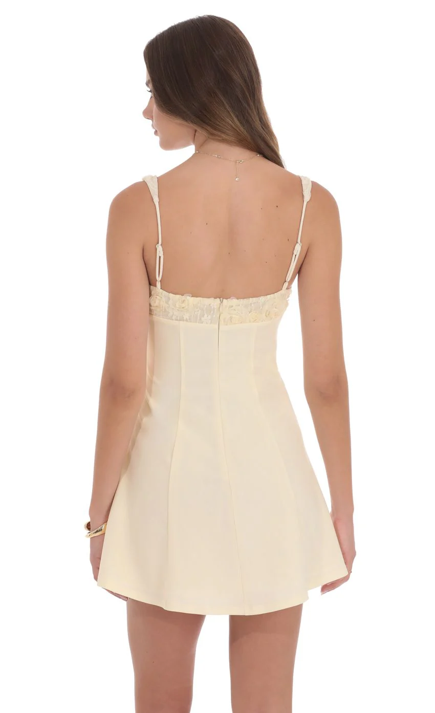 Florette Bust Skater Dress in Cream - luluinthesky