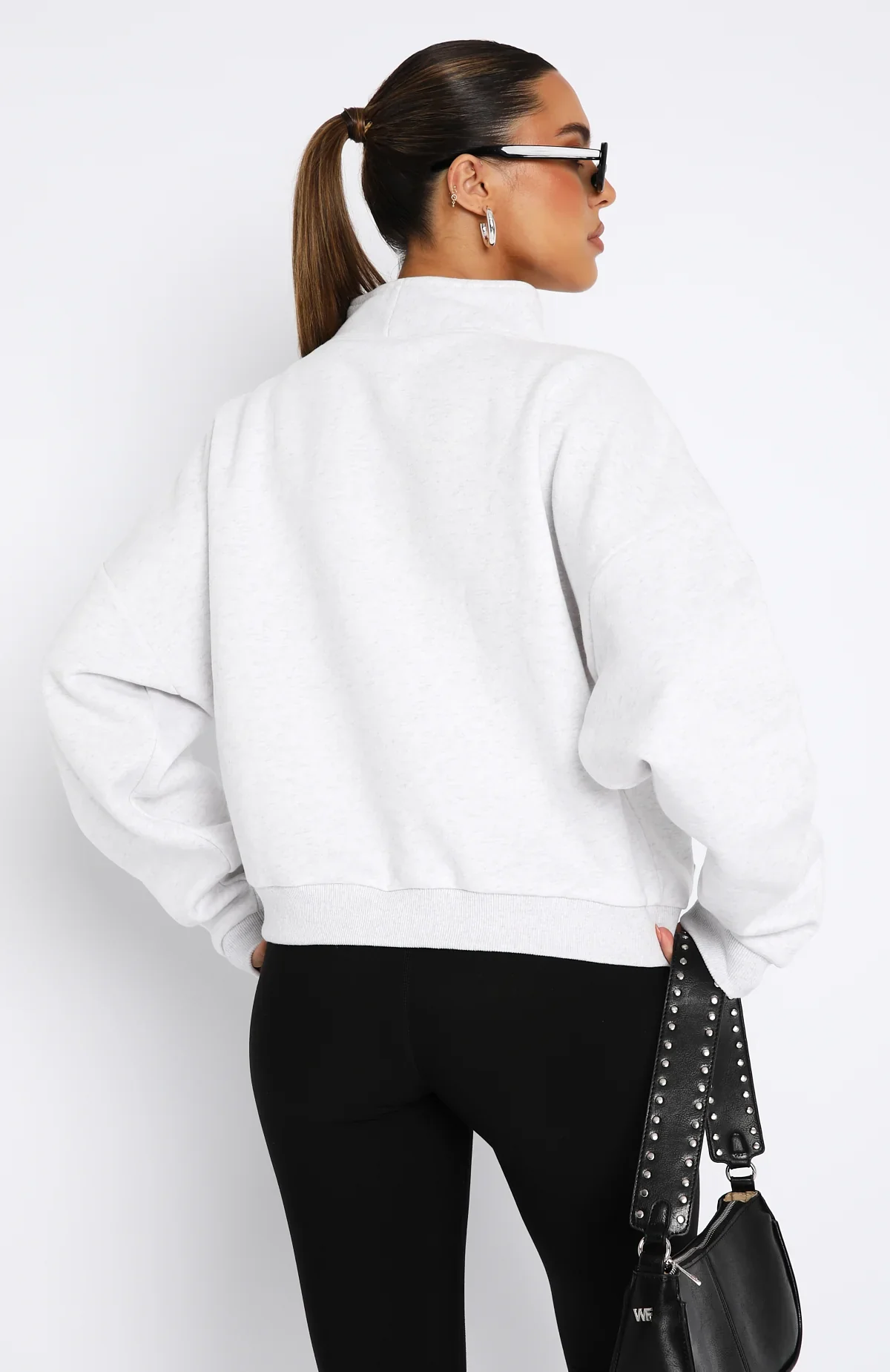 Doing It For You Zip Front Sweater Grey Marle - luluinthesky