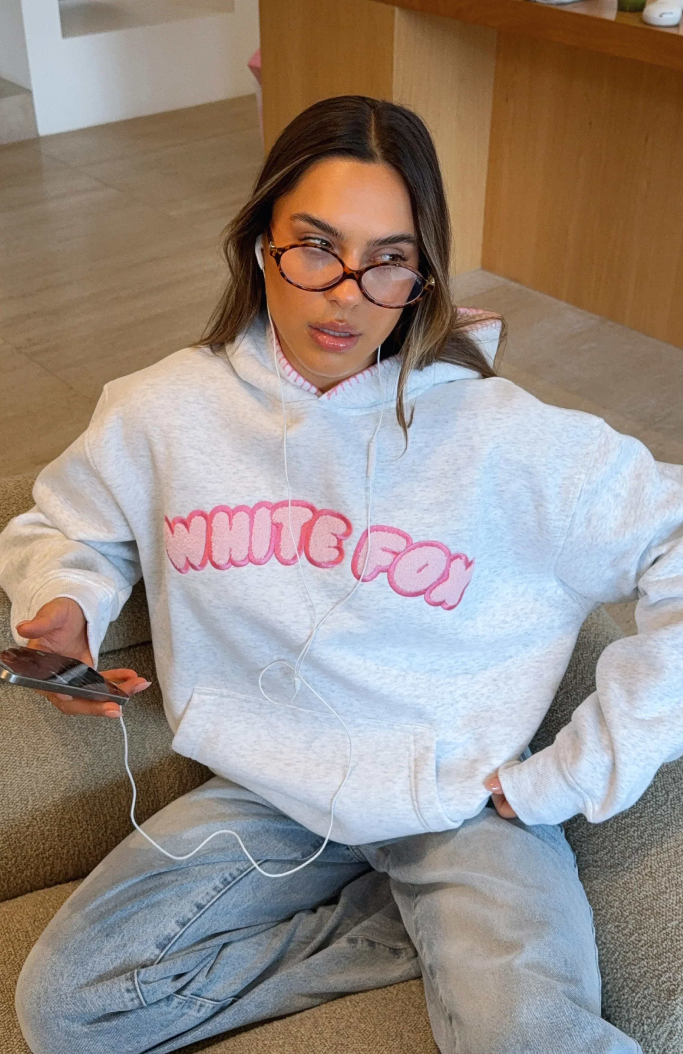 Vol. 1 Front Graphic Oversized Hoodie Grey Marle - luluinthesky