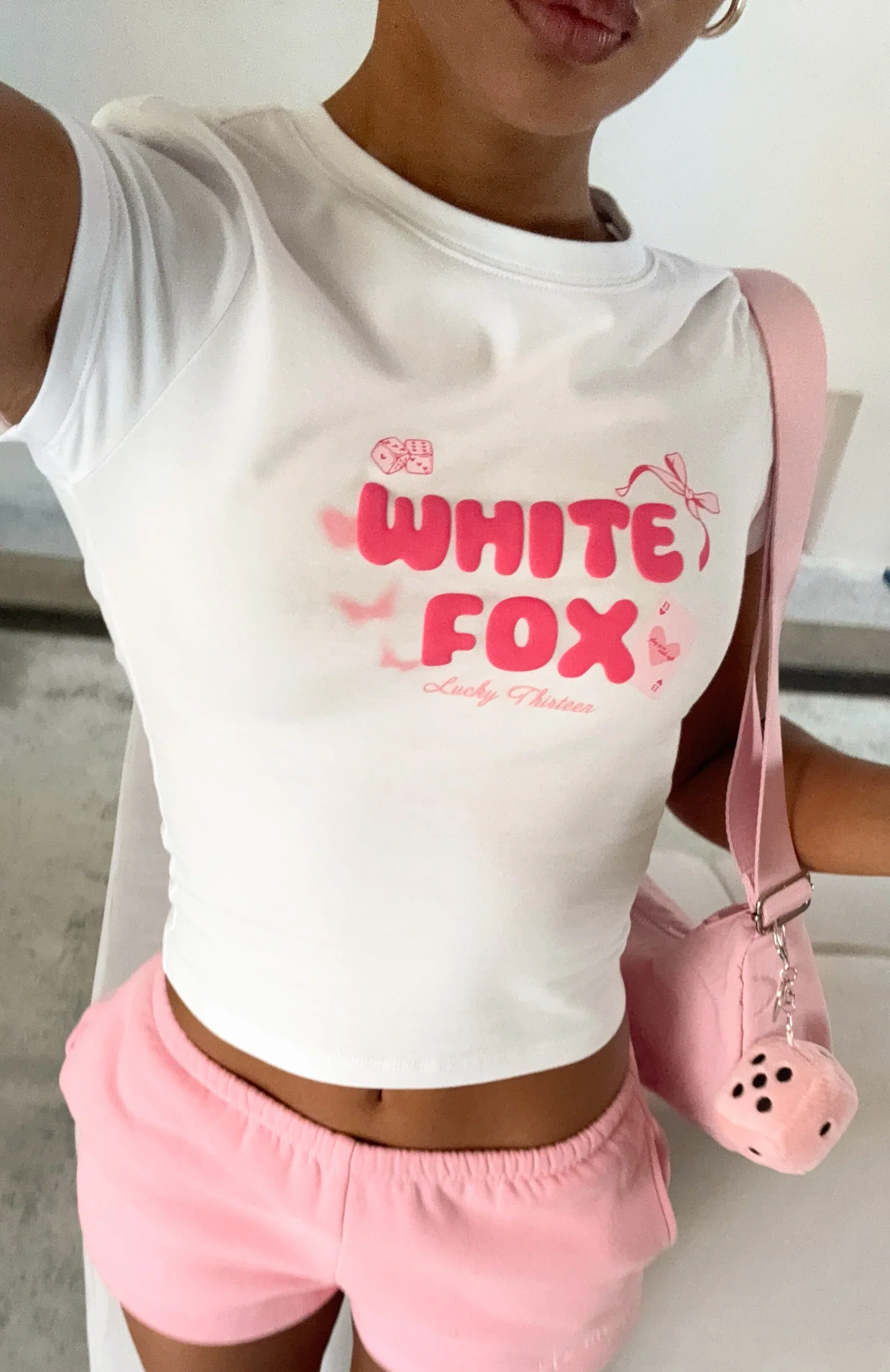 Lucky Thirteen Stephanie Baby Tee White - luluinthesky