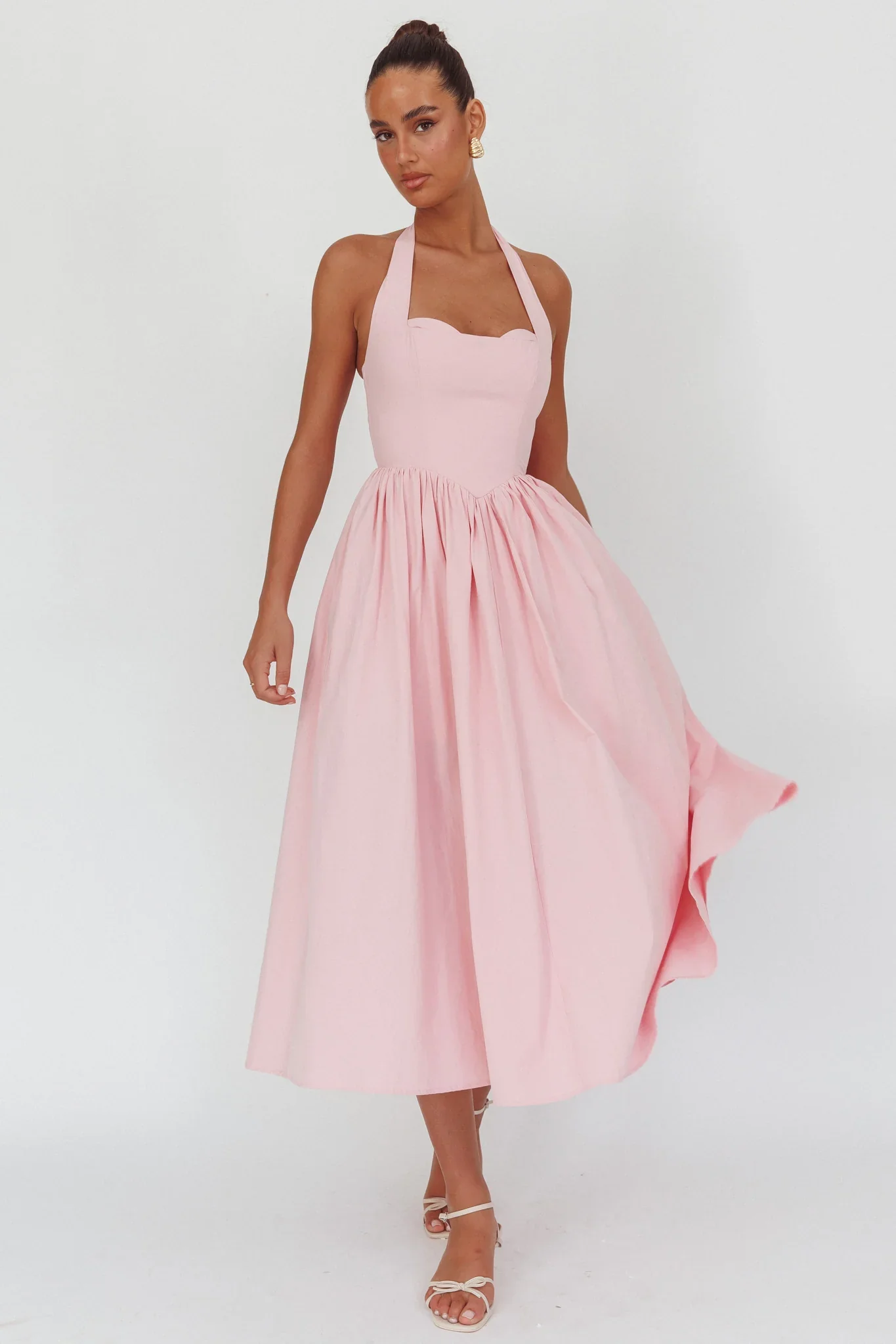 Get My Attention Halterneck Maxi Dress Pink - luluinthesky