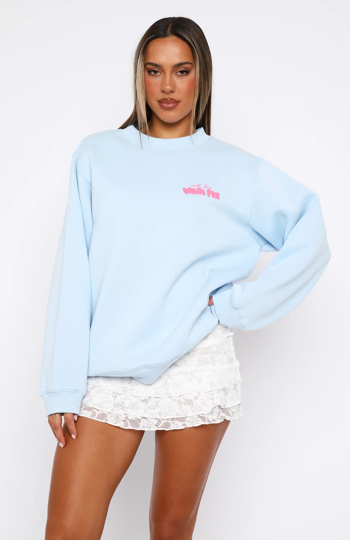 With Love & Romance Oversized Sweater Baby Blue - luluinthesky