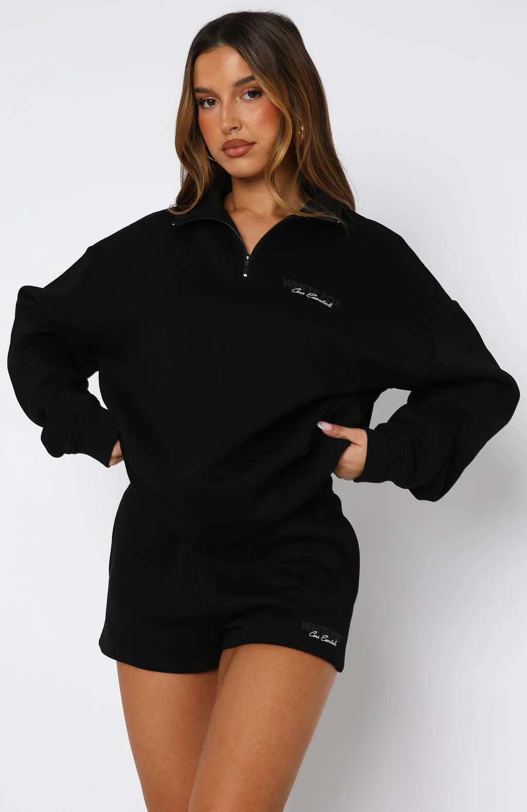 Core Essentials Zip Sweater Black - luluinthesky