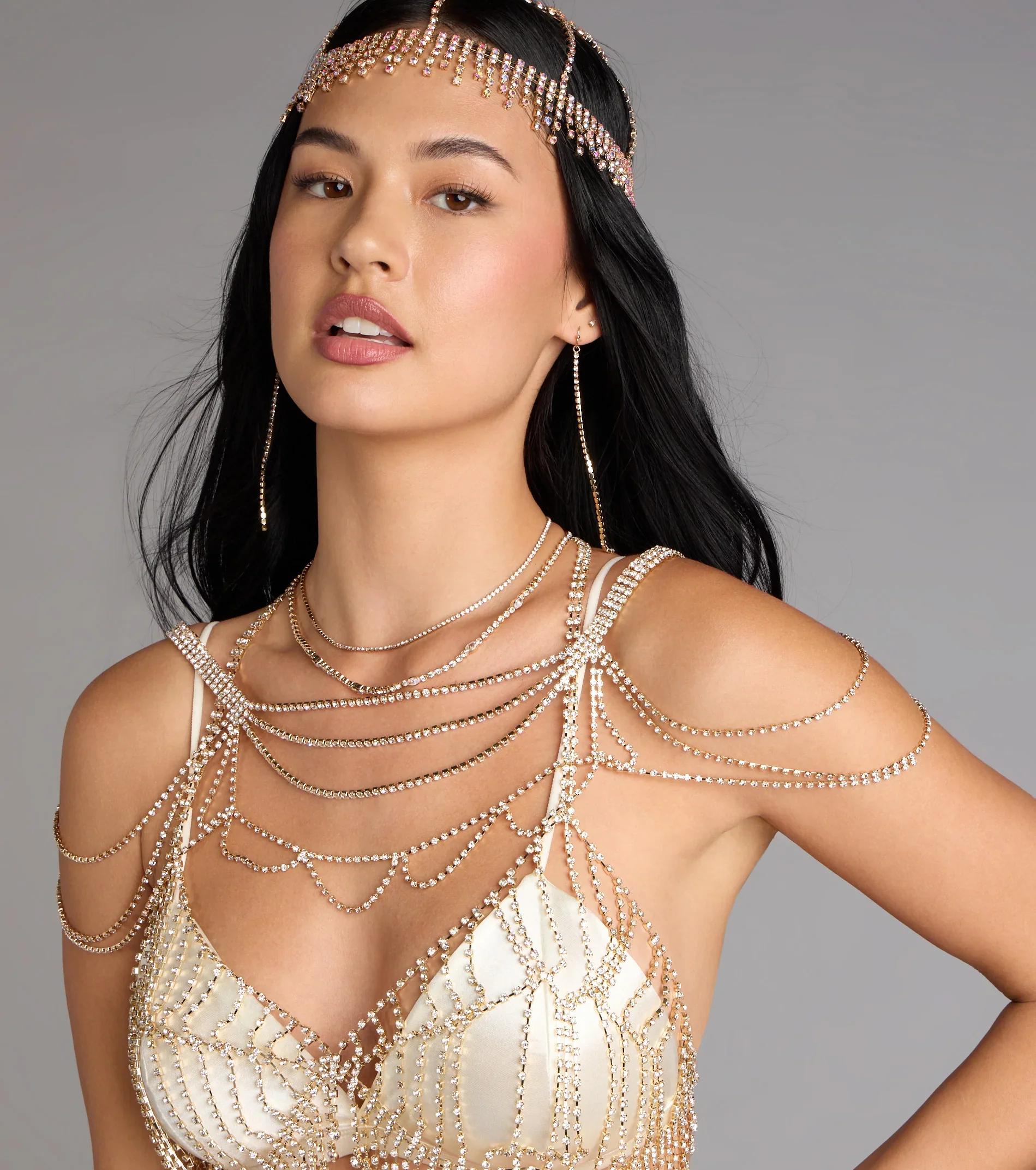 Starfall Rhinestone Body Chain - luluinthesky