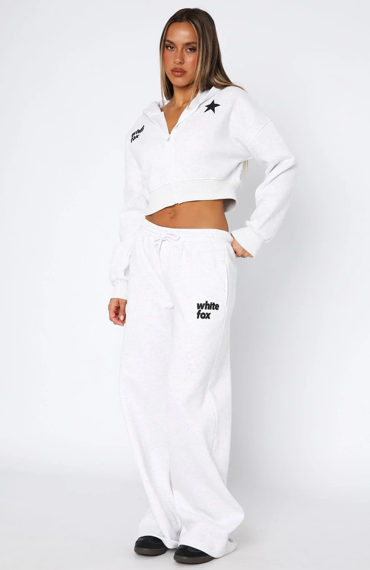 From The Archives Charli Wide Leg Sweatpants Grey Marle - luluinthesky