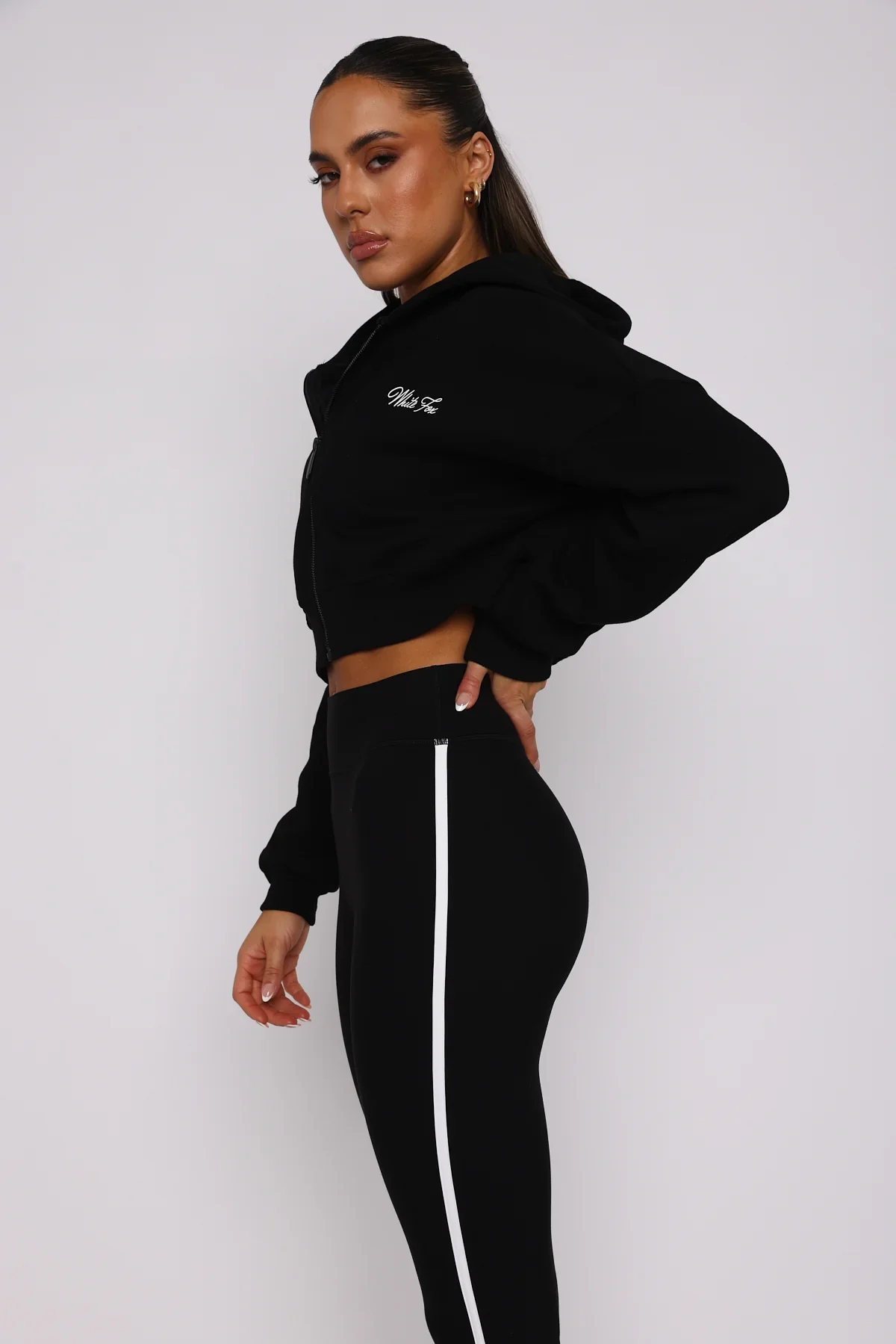 Stepping Out Cropped Hoodie Black - luluinthesky