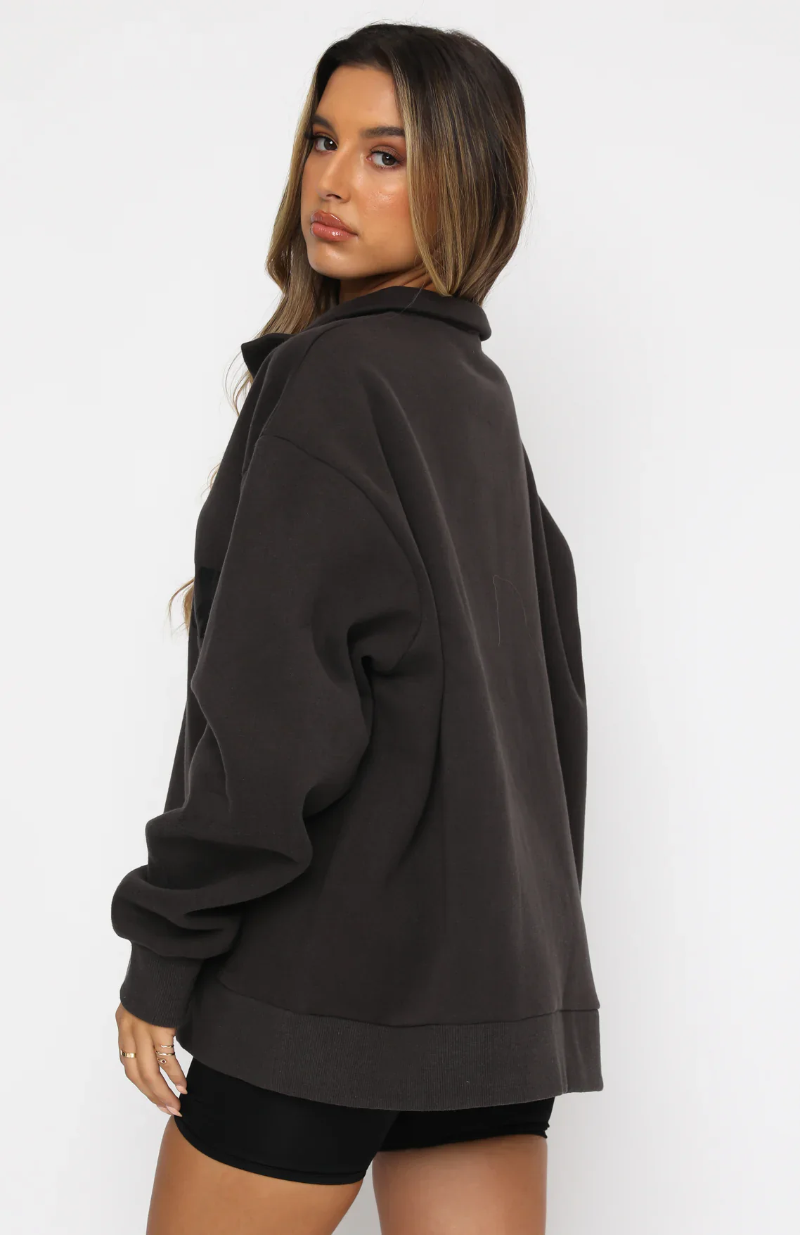 High Standard Zip Front Sweater Shadow - luluinthesky