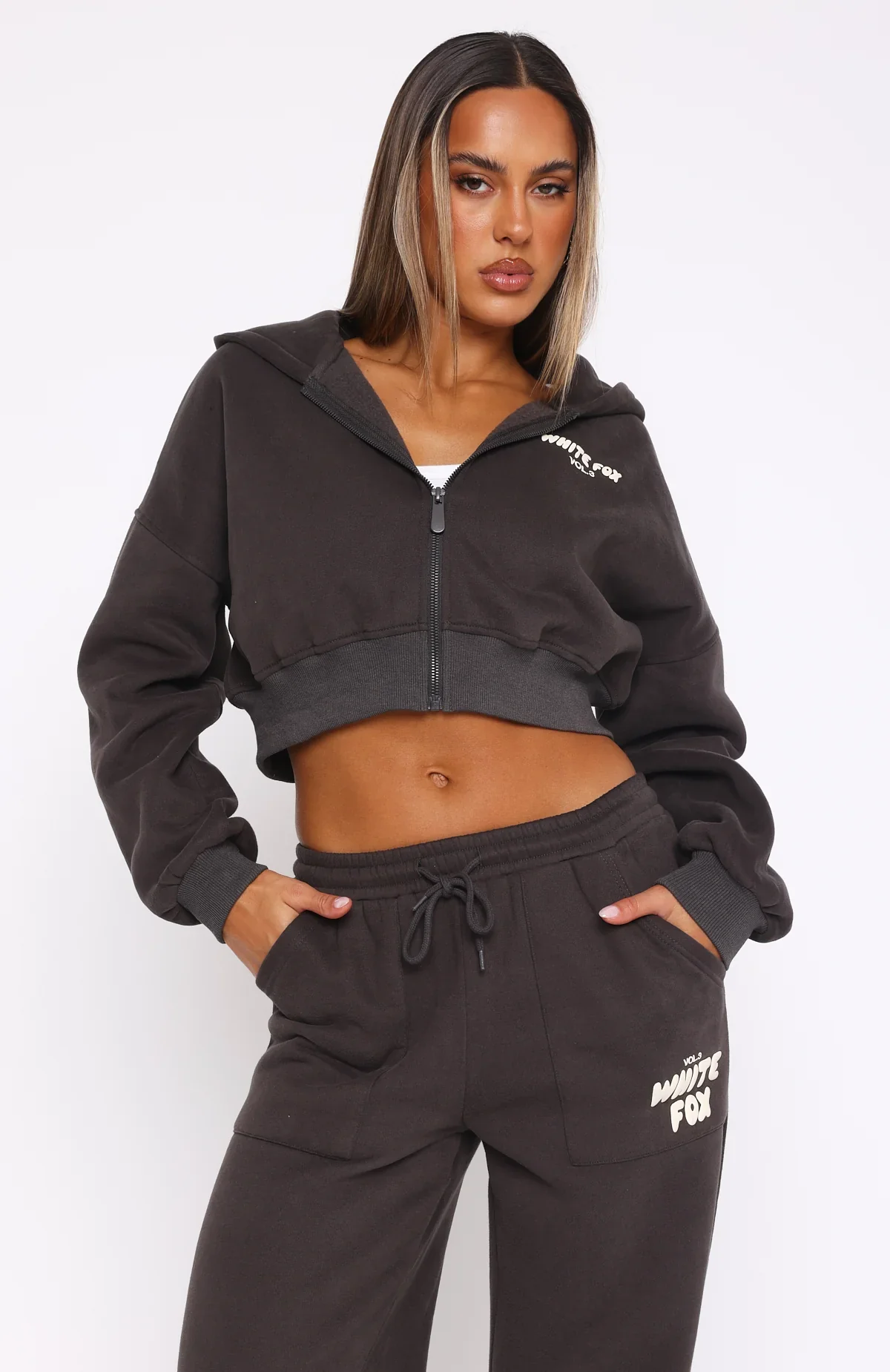 Offstage Cropped Zip Hoodie Shadow - luluinthesky