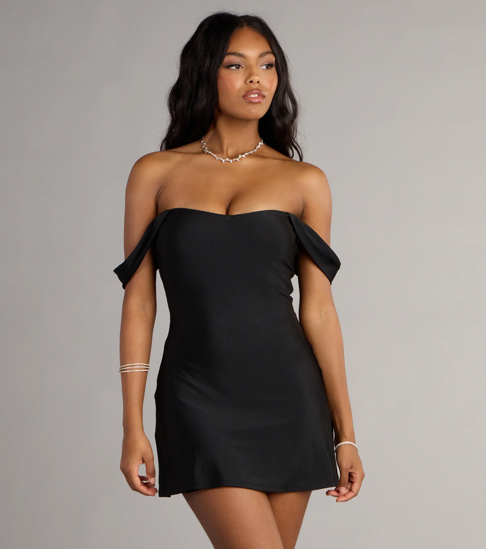 Effortless Charm Off-The-Shoulder Mini Dress - luluinthesky