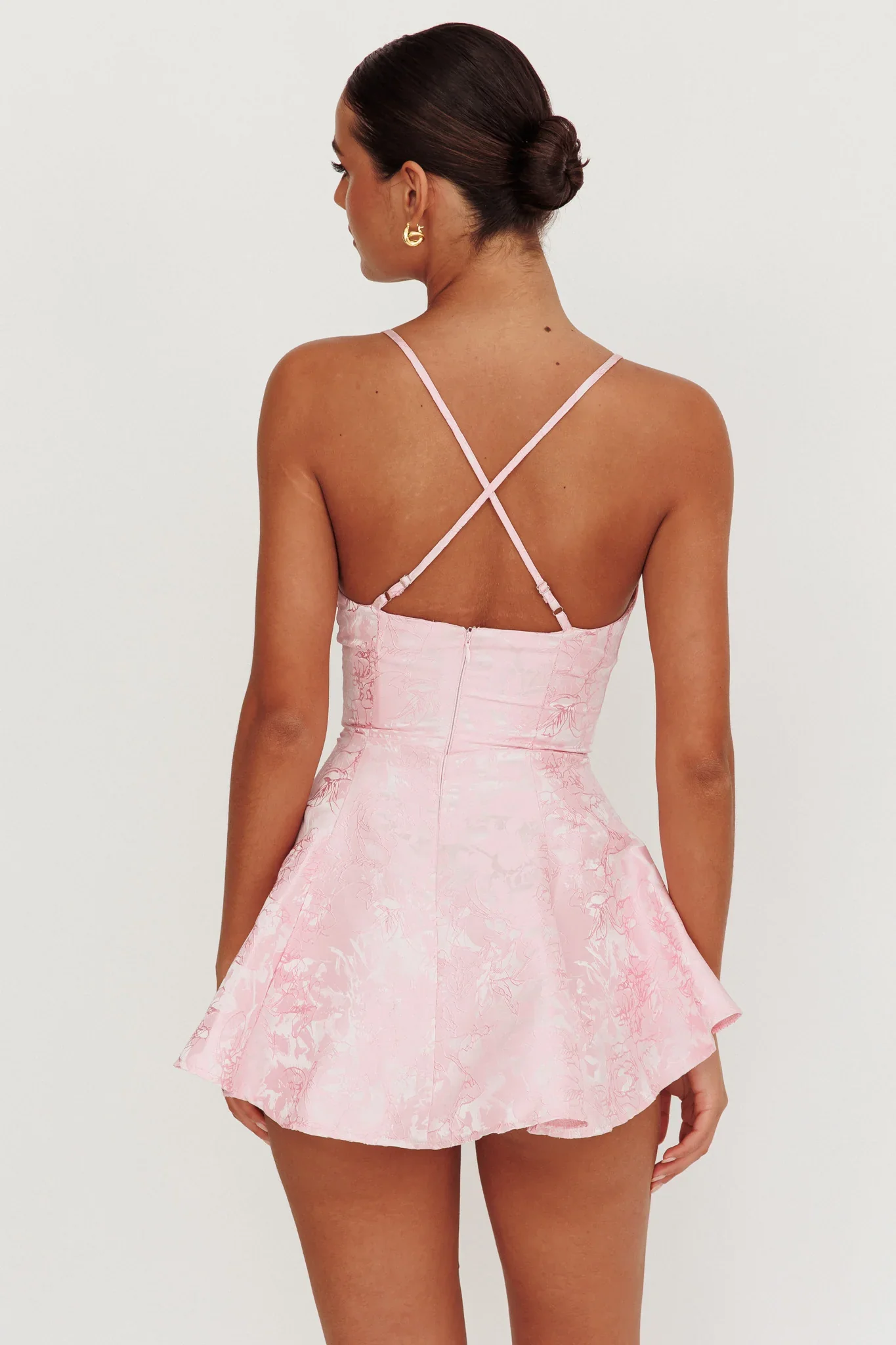 July Jacquard Crossover Straps Romper Baby Pink - luluinthesky