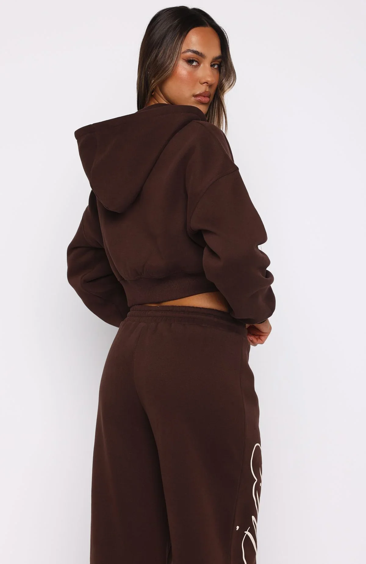 Love You Regardless Cropped Zip Front Hoodie Chocolate - luluinthesky