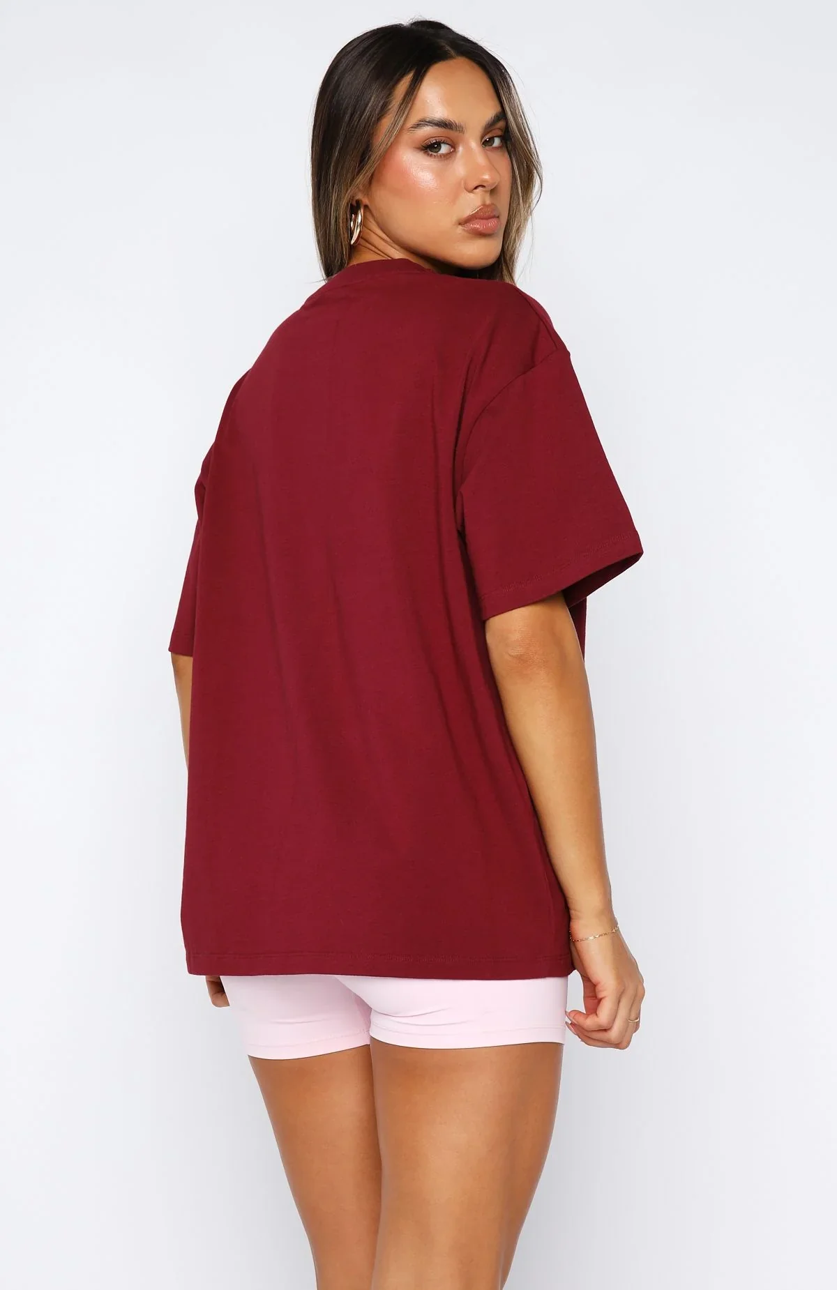 No Hesitation Oversized Tee Burgundy - luluinthesky