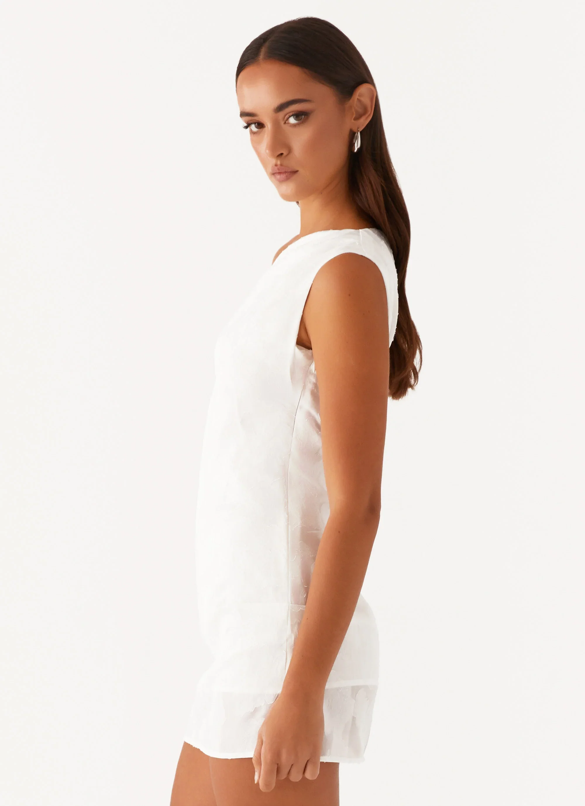 Channing One Shoulder Mini Dress - White - luluinthesky