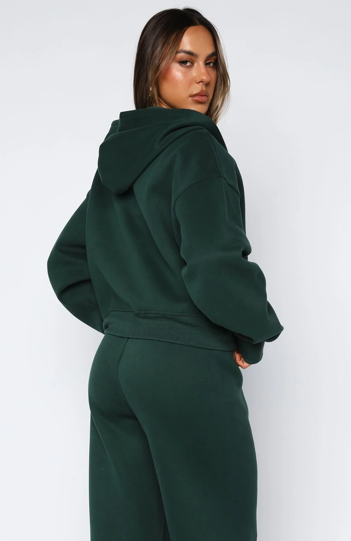 Brand New Start Boxy Zip Front Hoodie Forest Green - luluinthesky