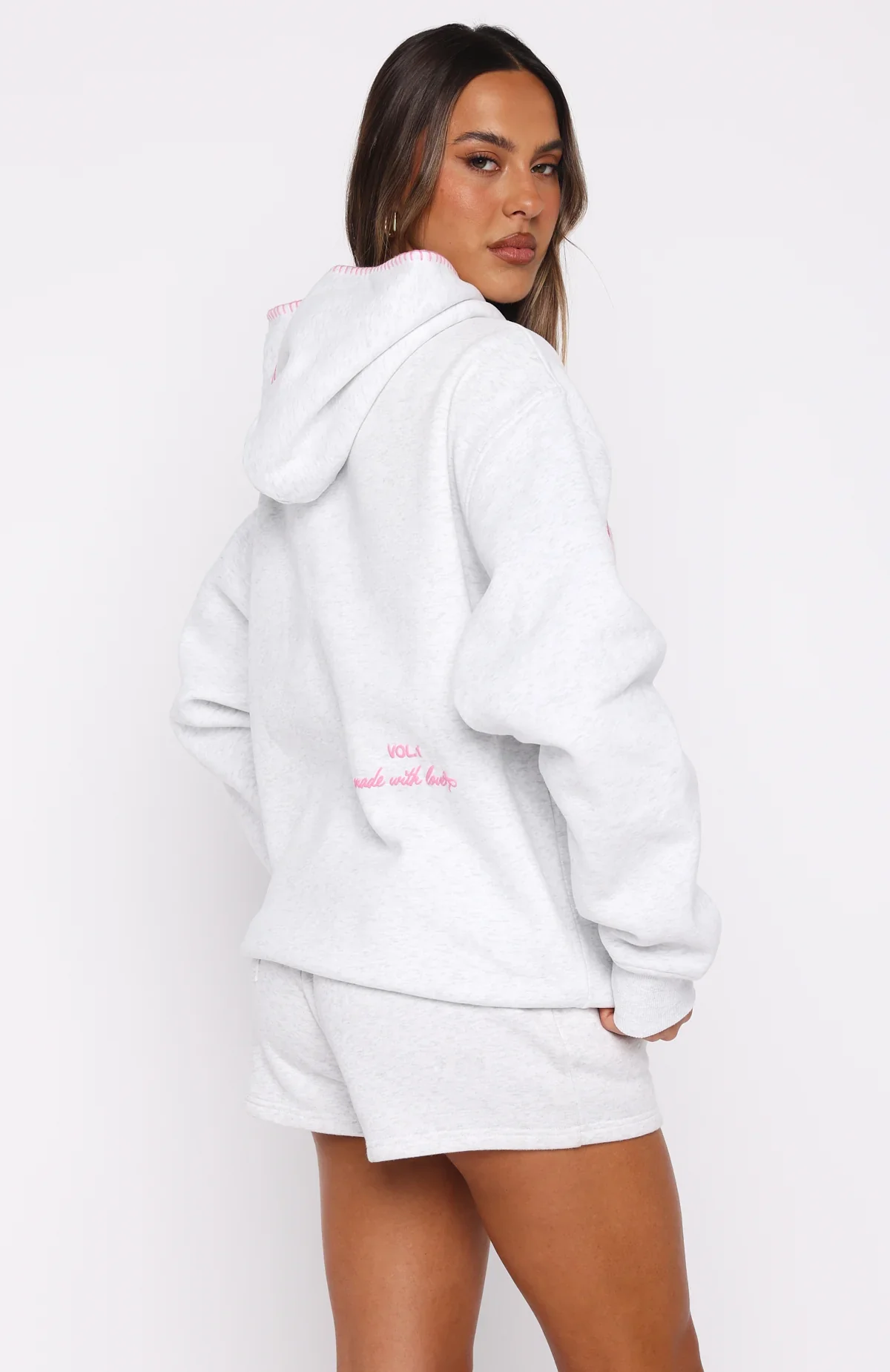 Vol. 1 Front Graphic Oversized Hoodie Grey Marle - luluinthesky