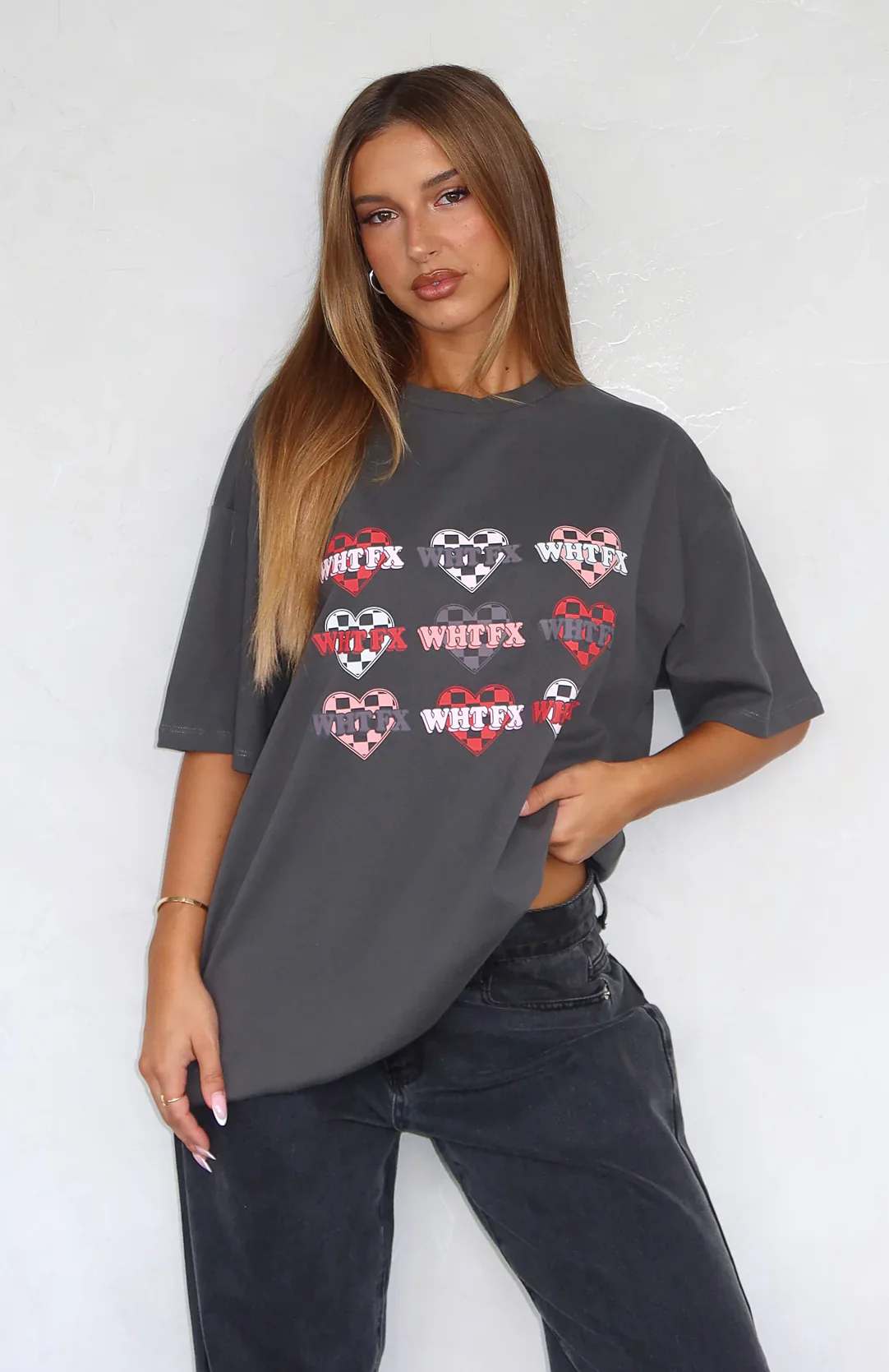 She's Too Nice Oversized Tee Charcoal - luluinthesky