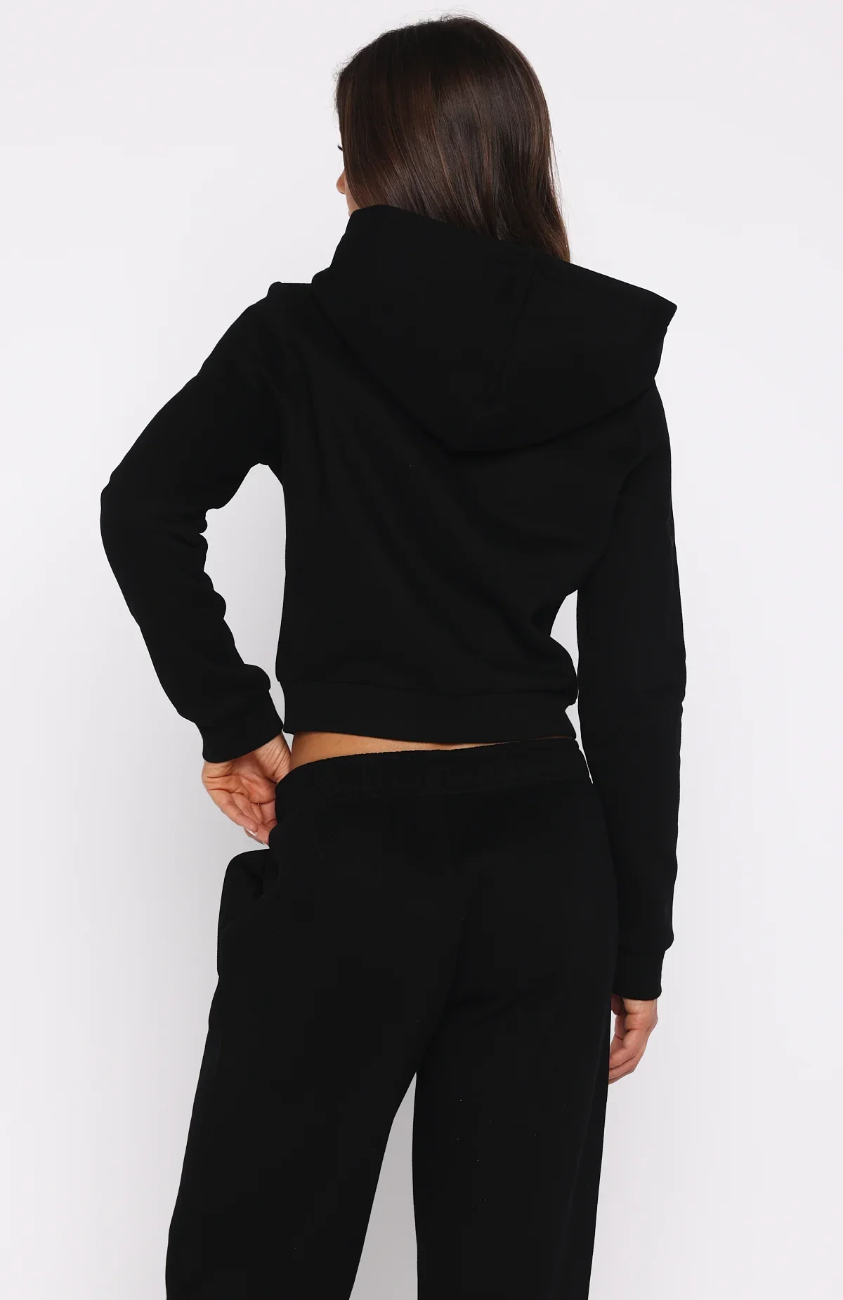 Comfy And Cute Slim Zip Front Hoodie Black - luluinthesky