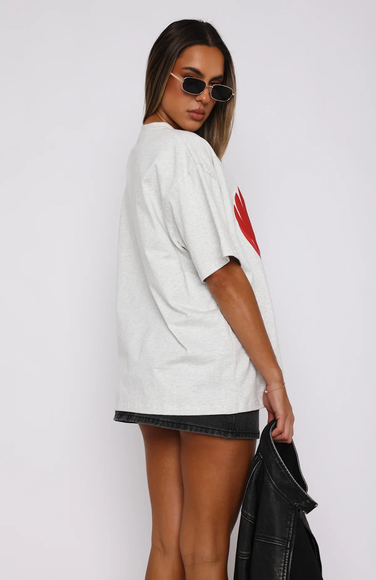 Love Burst Oversized Tee Grey Marle - luluinthesky