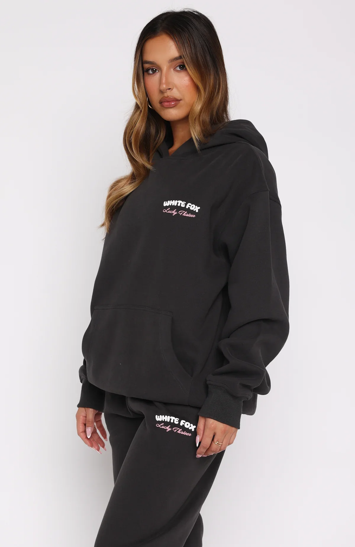 Lucky Thirteen Cheyenne Oversized Hoodie Charcoal - luluinthesky