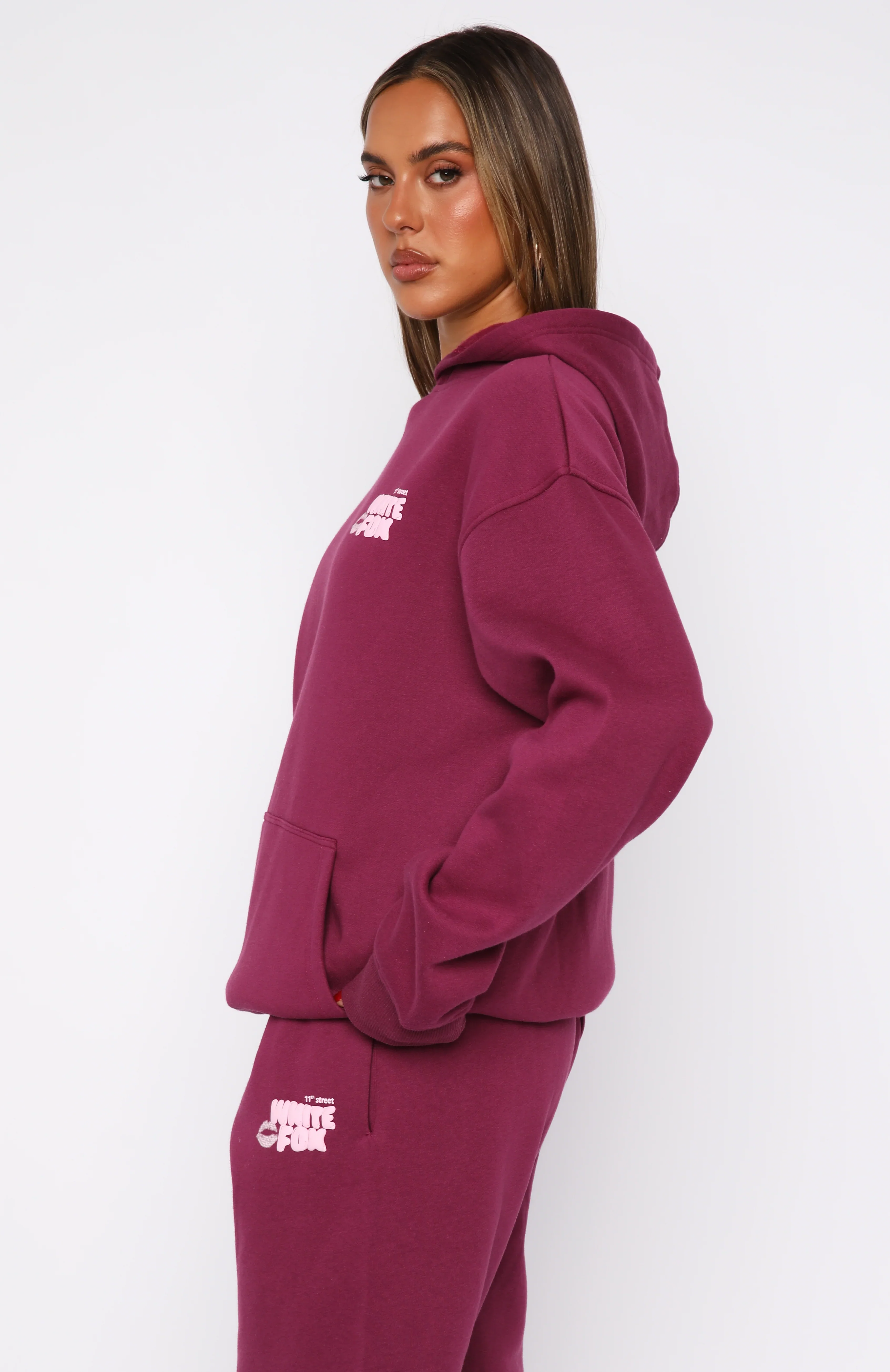 11th Street Sweet Kisses Oversized Hoodie Very Berry - luluinthesky