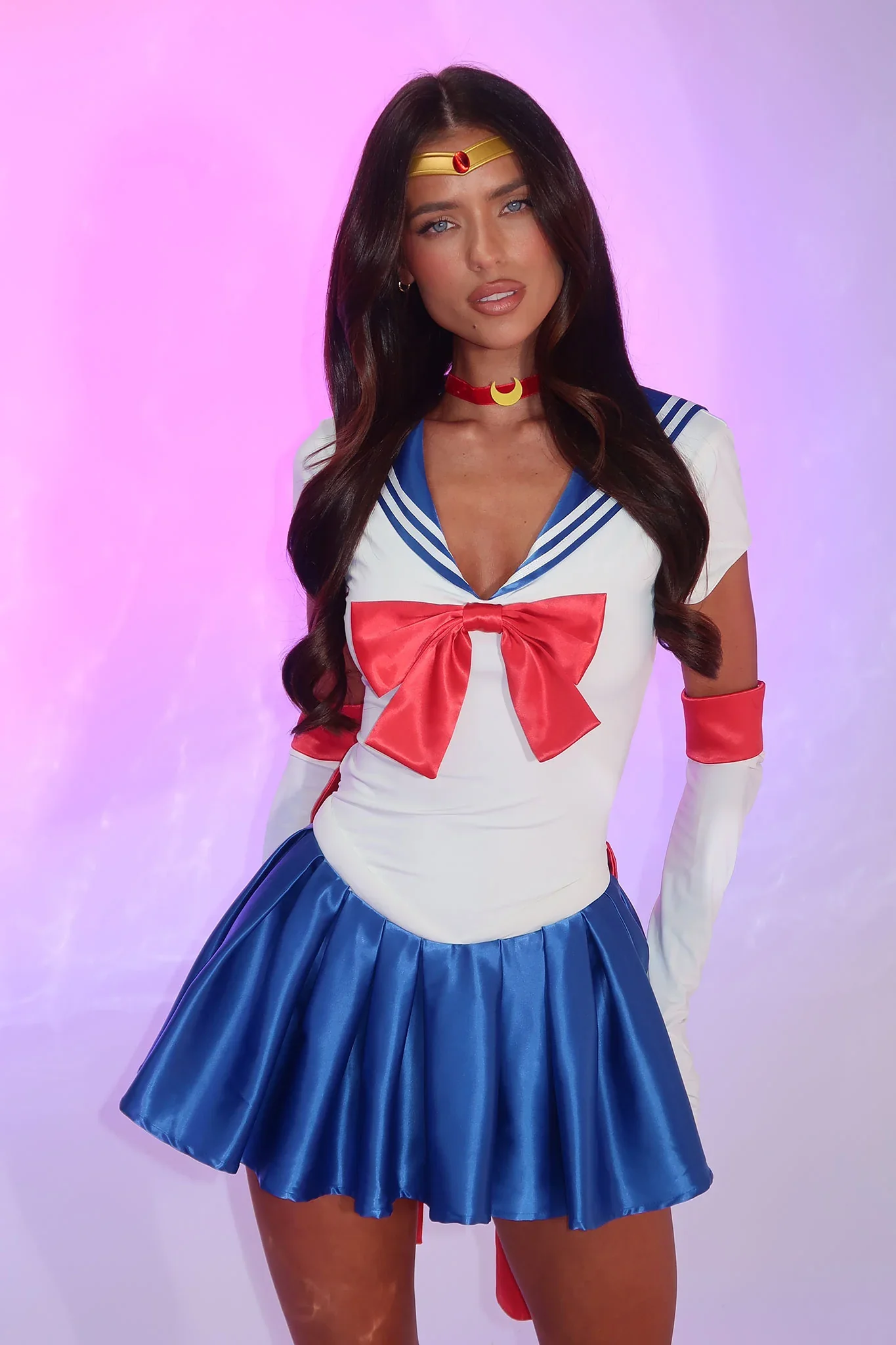 Moonlight Justice 2 Piece Set - White/Blue - luluinthesky