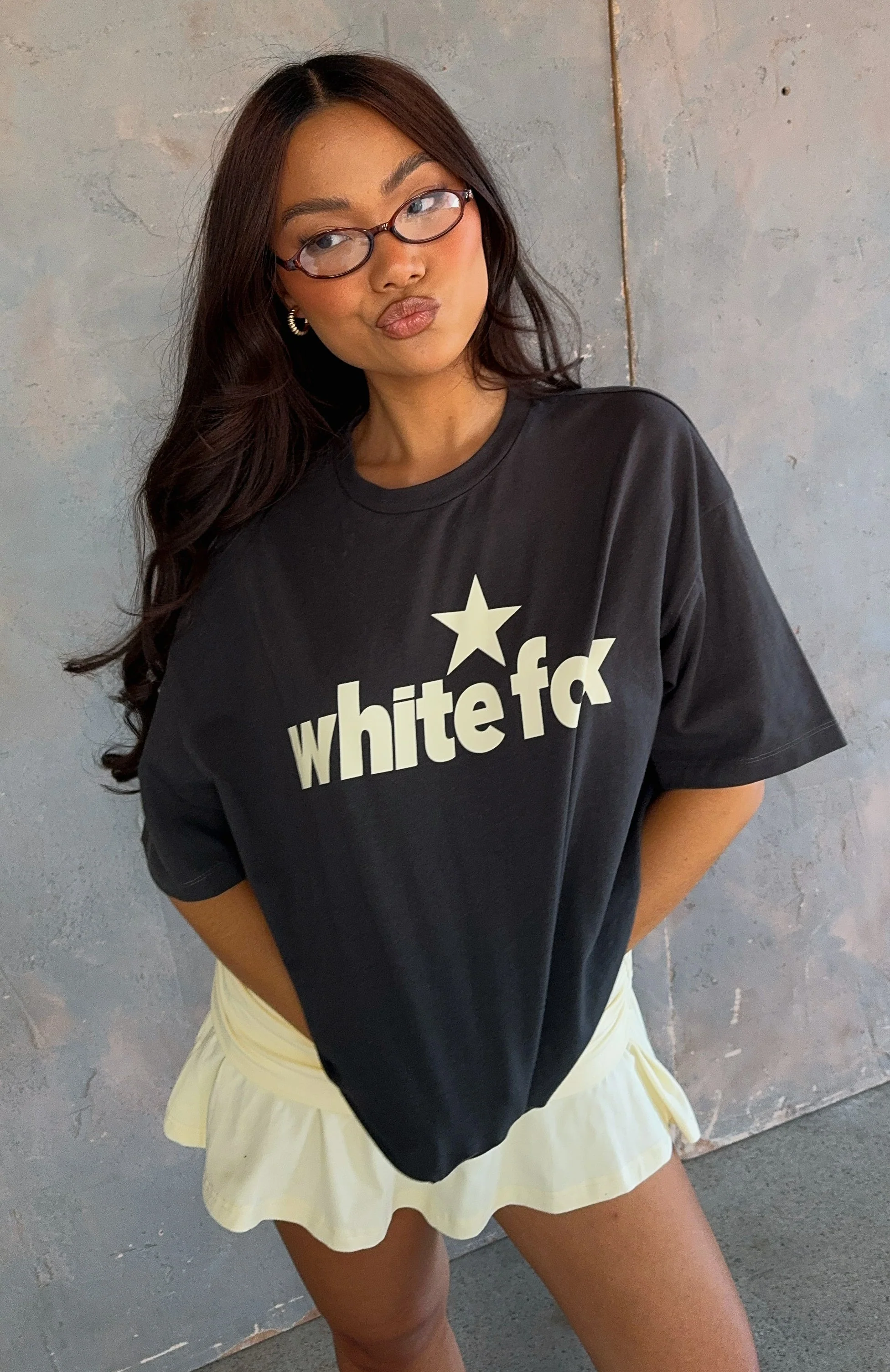 From The Archives Charli Oversized Tee Charcoal - luluinthesky