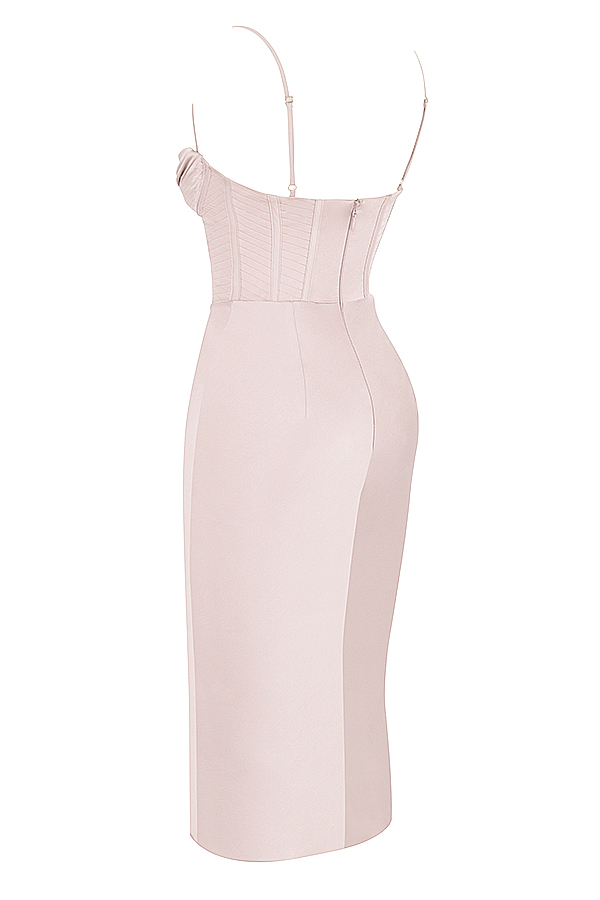 Myrna Crystal Satin Corset Midi Dress - luluinthesky