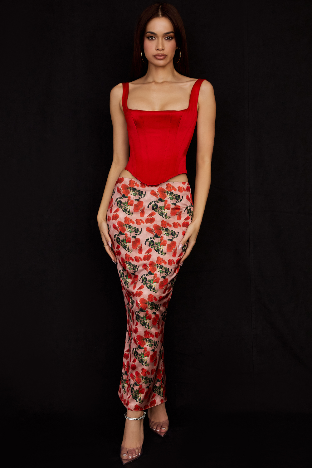 Rafa Scarlet Satin Longline Corset - luluinthesky