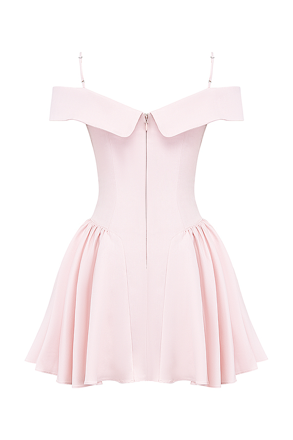 Elida Ballerina Pink Off Shoulder Mini Dress - luluinthesky