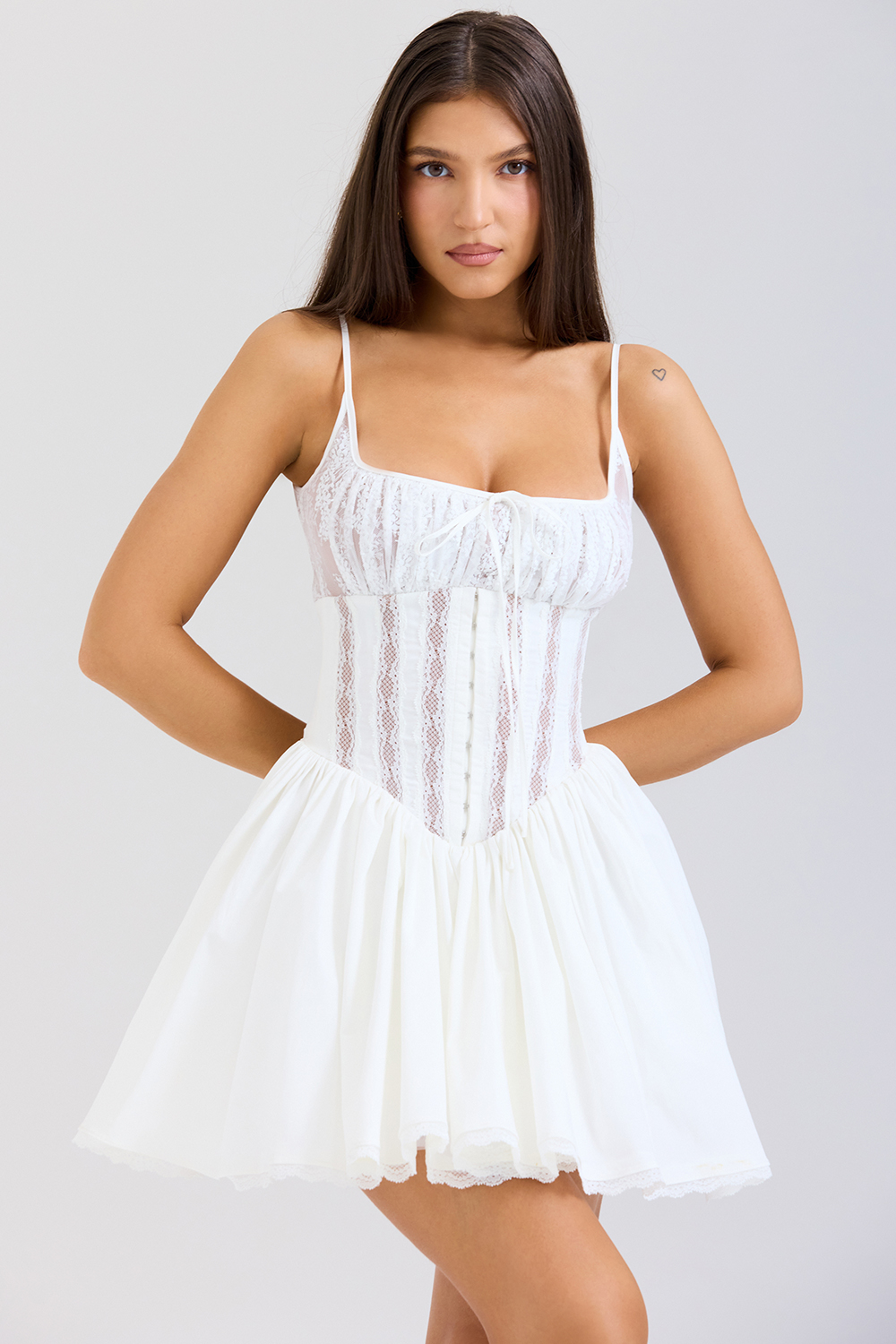 Rosaria White Cotton Corset Mini Dress - luluinthesky