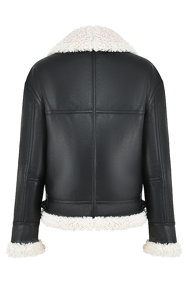Madden Black Vegan Shearling Aviator Jacket - luluinthesky