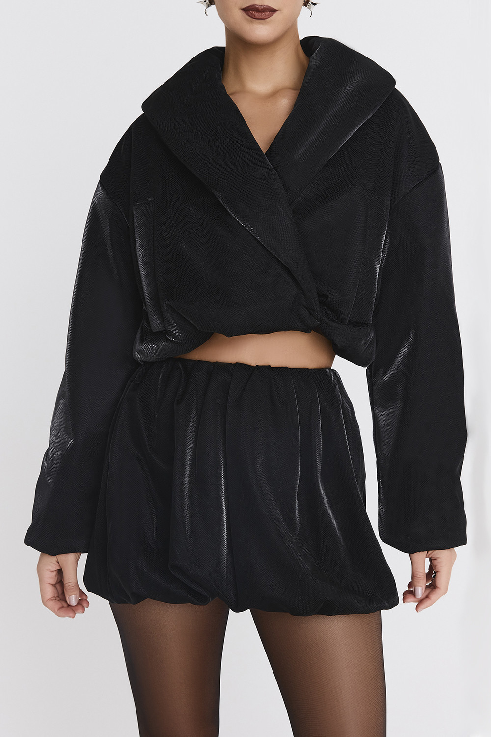 Mistress Rocks Black Vegan leather Puff Ball Skirt - SALE - luluinthesky